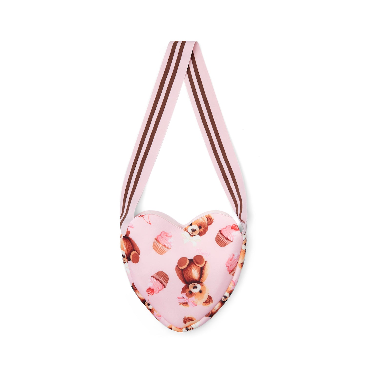 Pink Bear Print Heart Bag