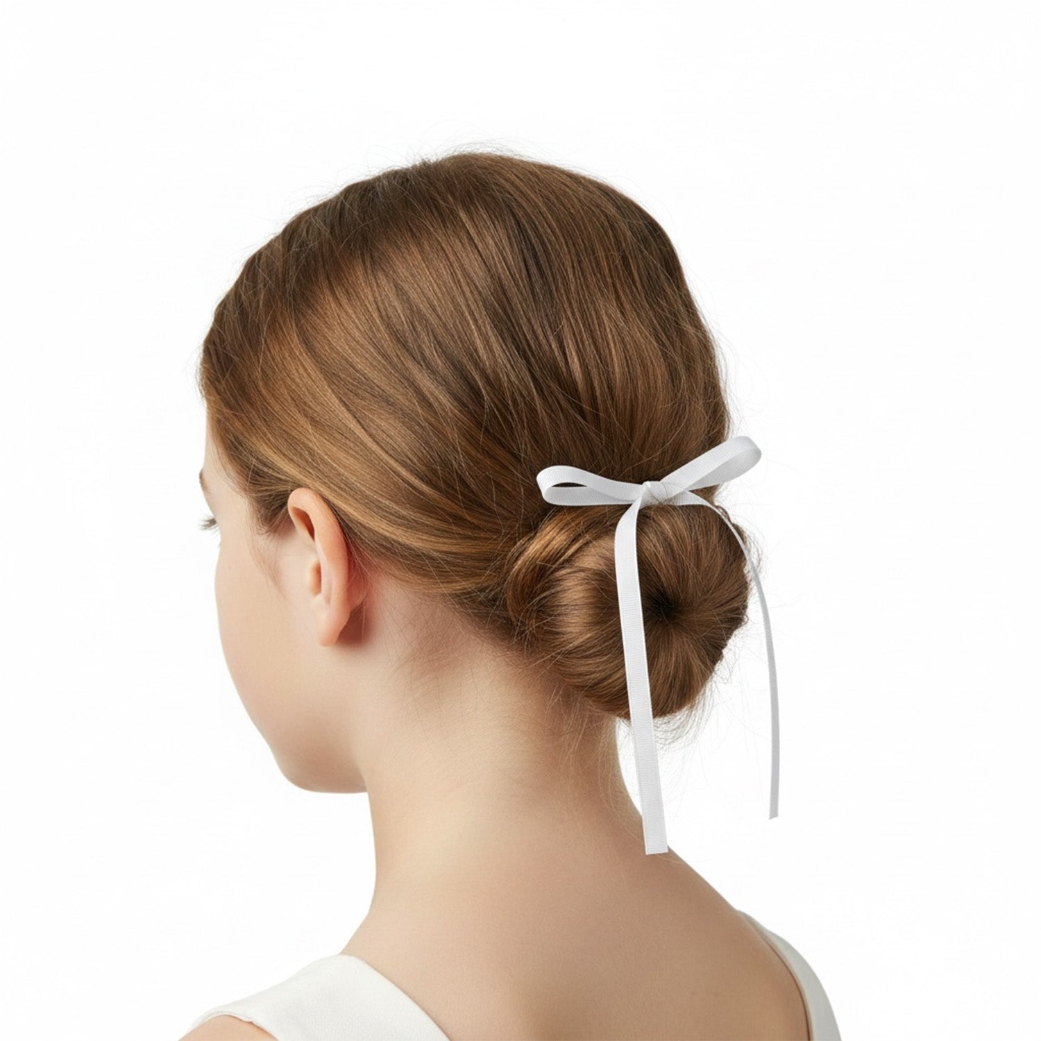 White Ribbon Bow Hair Clips