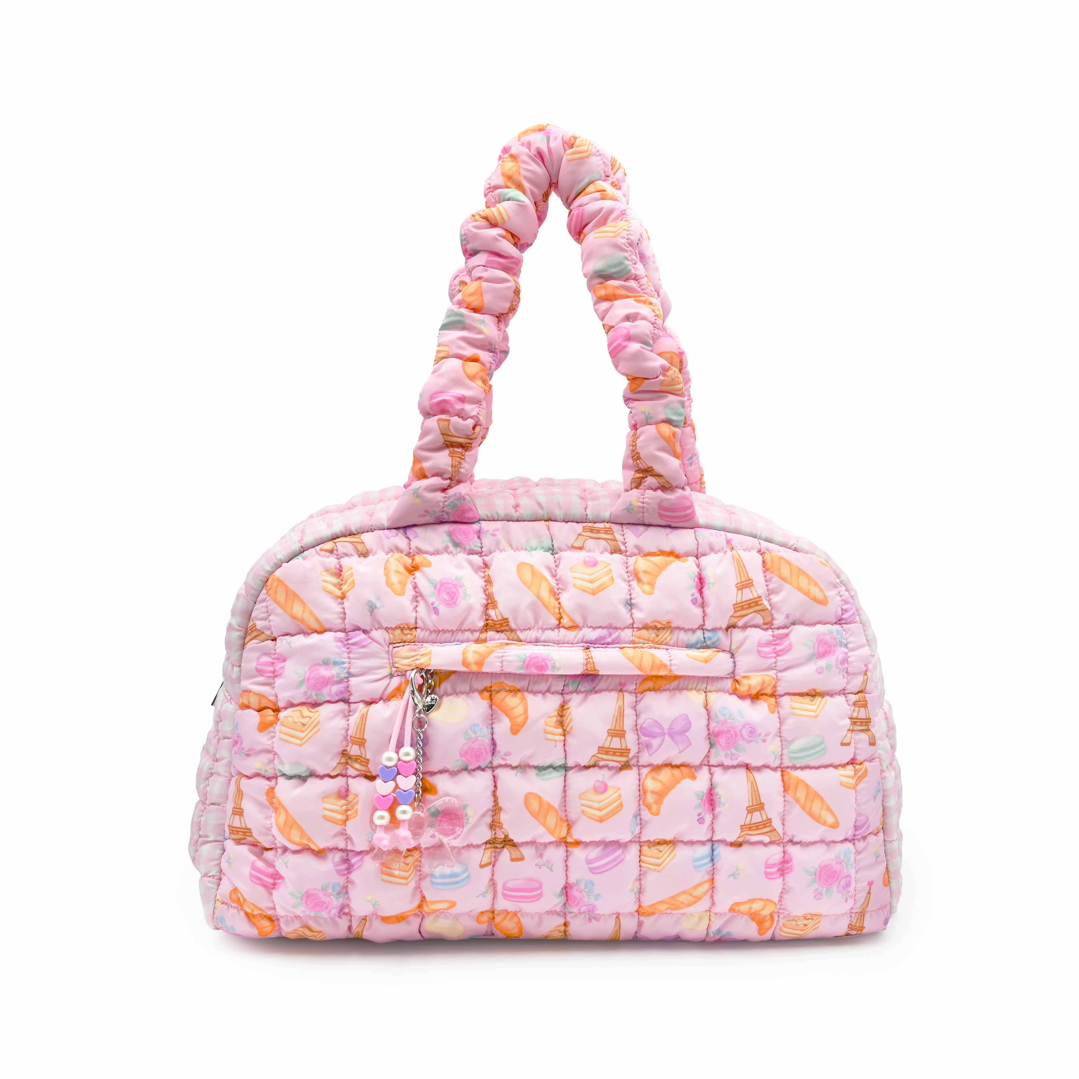 Quilted Paris Printed Medium Duffle Bag