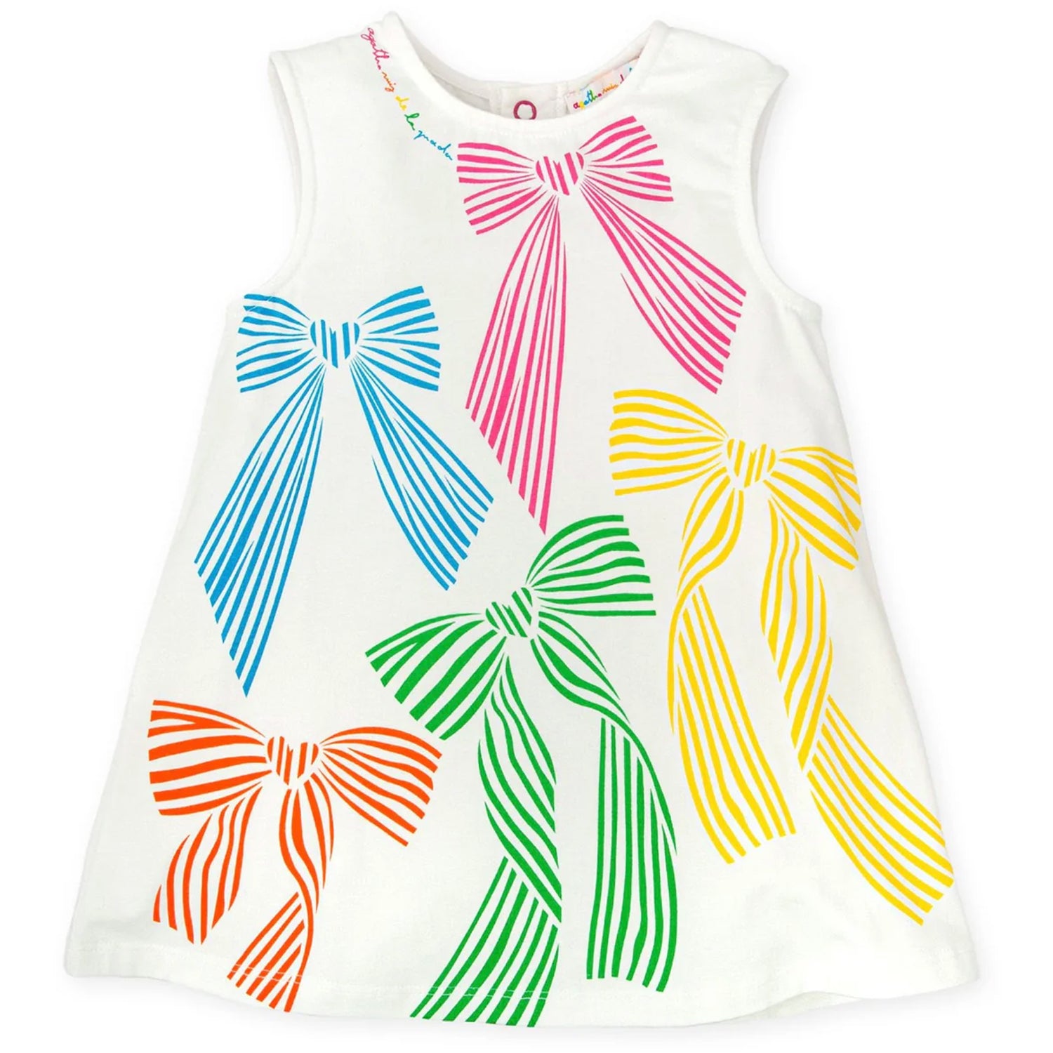 White Colourful Bow Dress