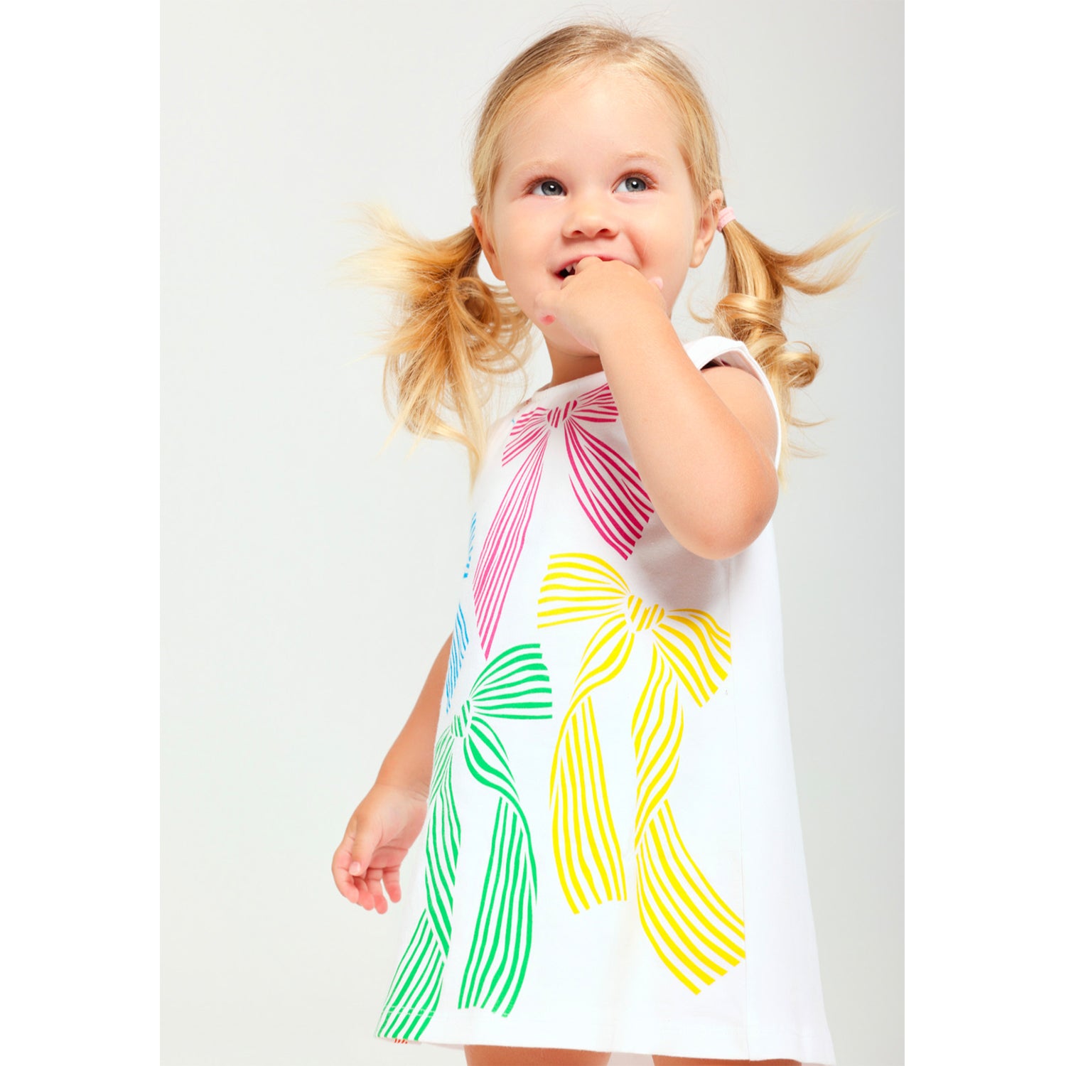 White Colourful Bow Dress