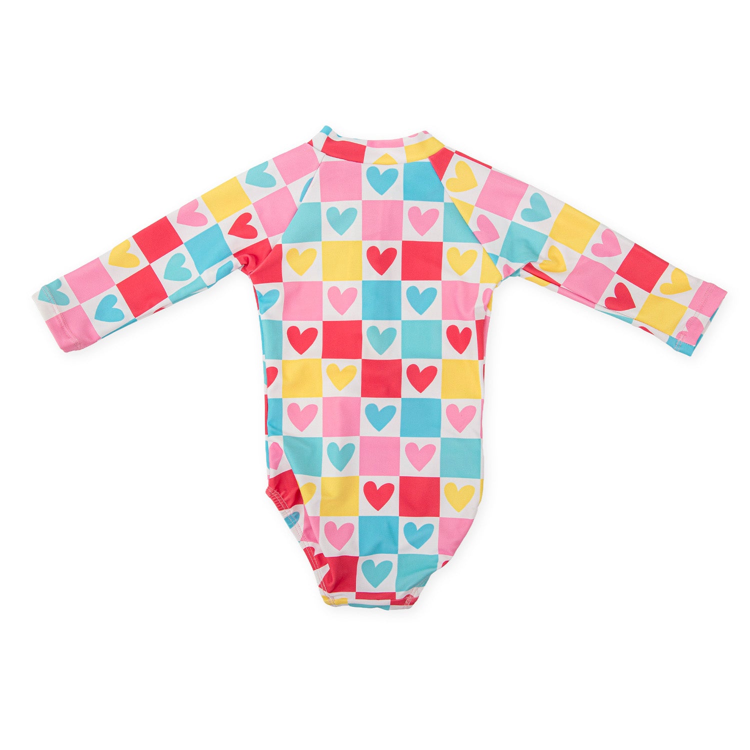 Pink Heart Long Sleeved Swimsuit