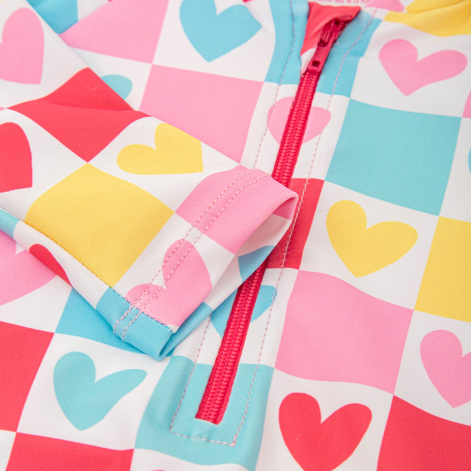 Pink Heart Long Sleeved Swimsuit