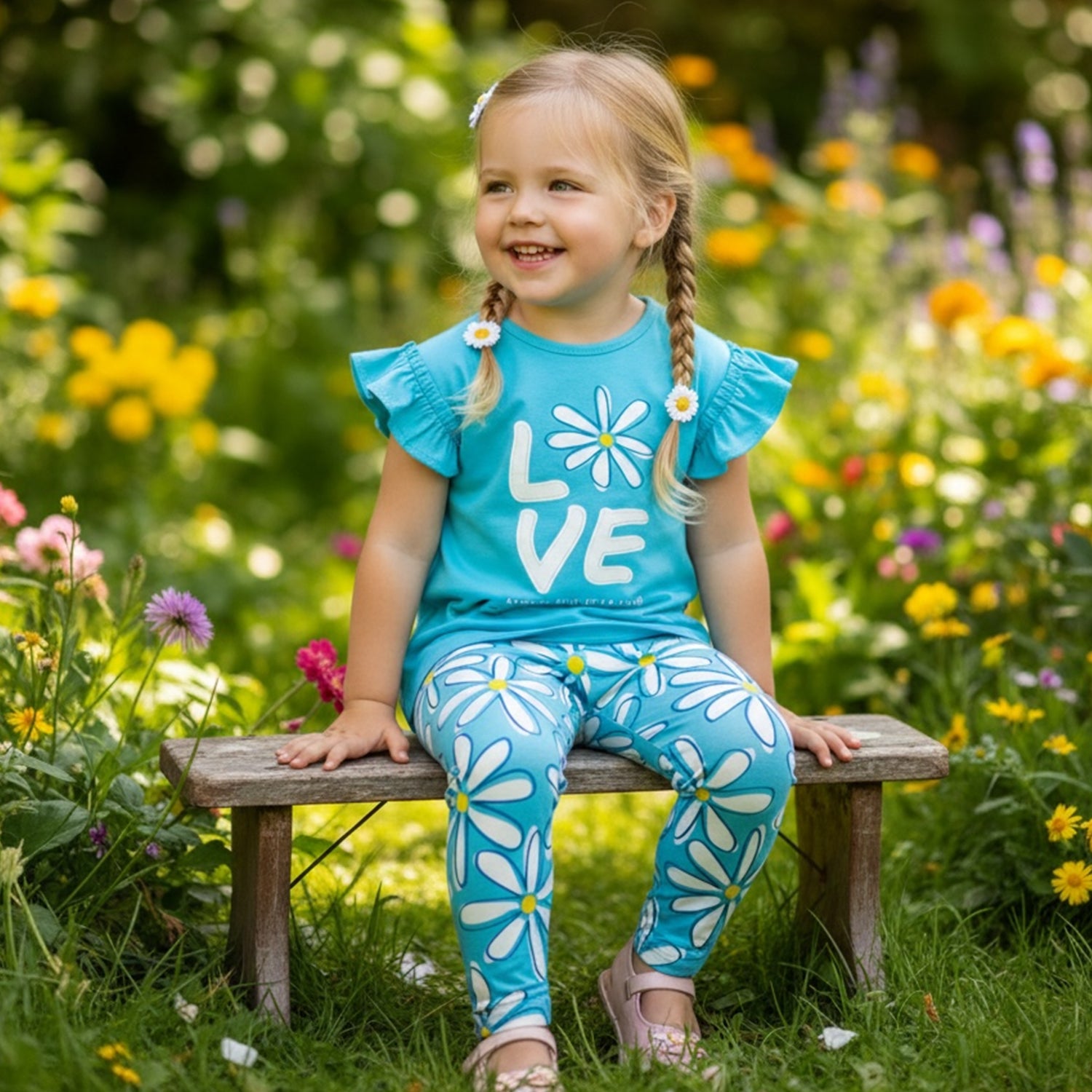 Blue Daisy Legging Set