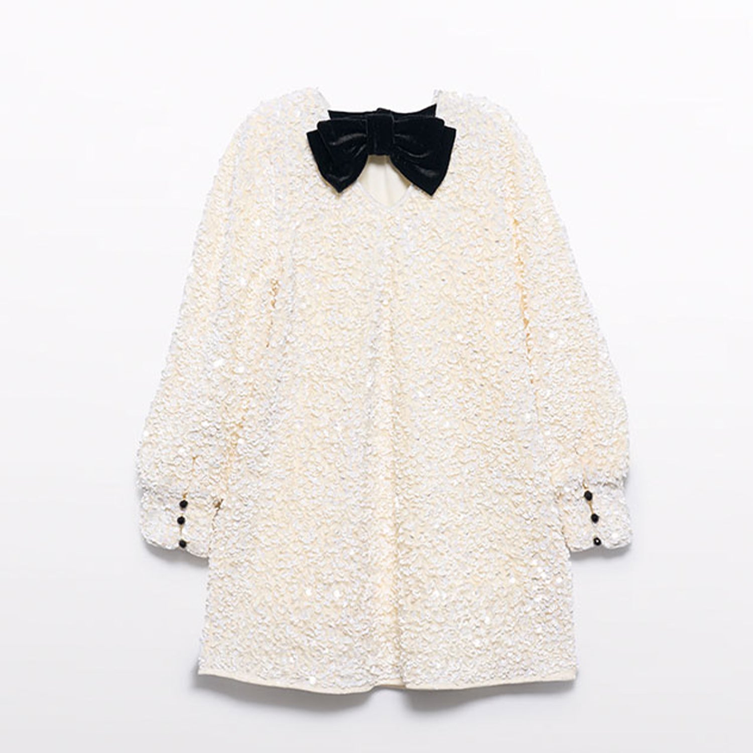 Cream Sequin Velvet Dress