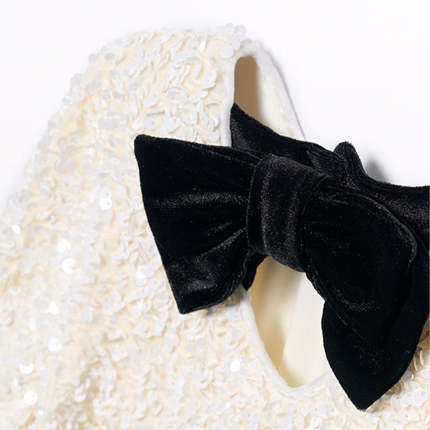 Cream Sequin Velvet Dress
