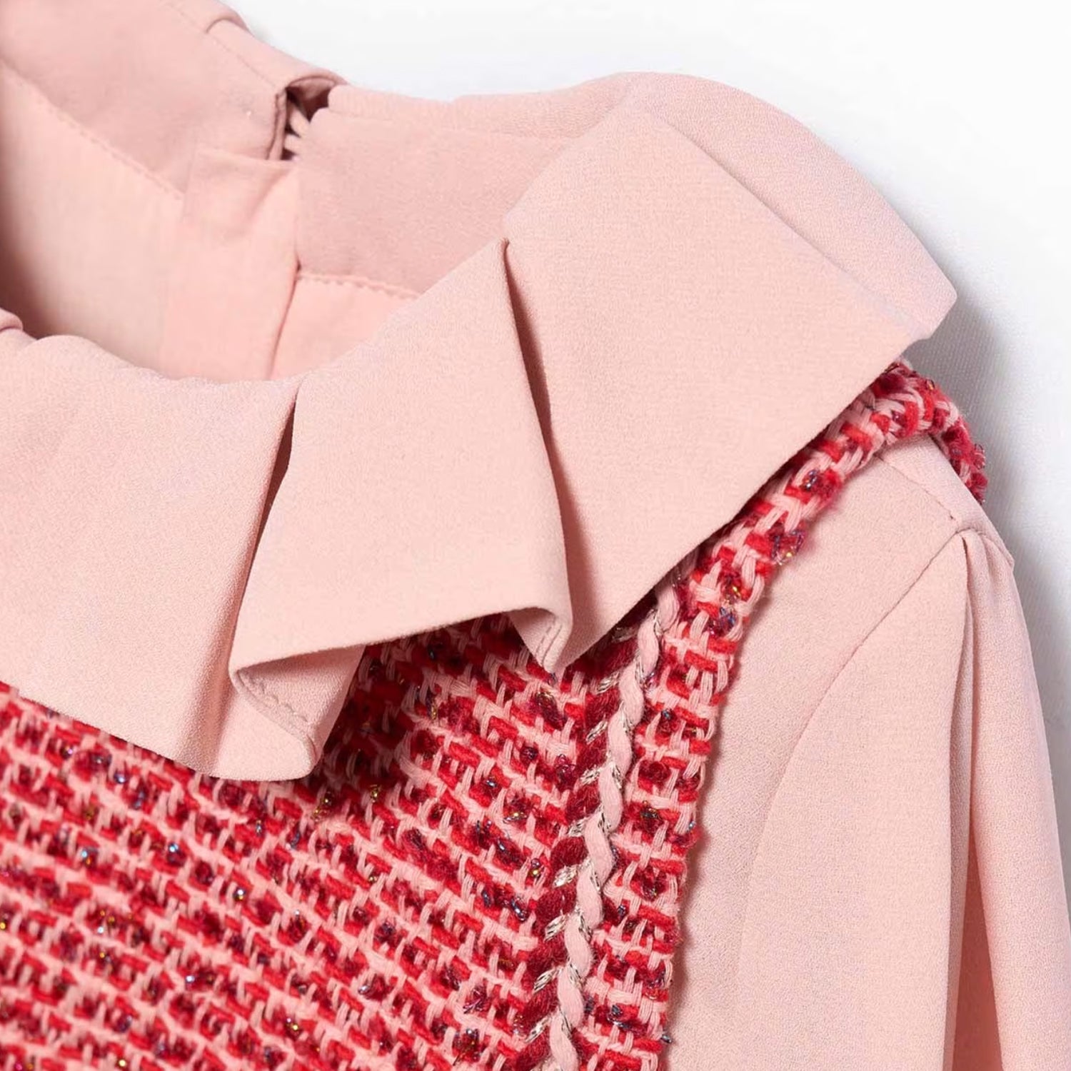 Pink & Red Tweed Dress