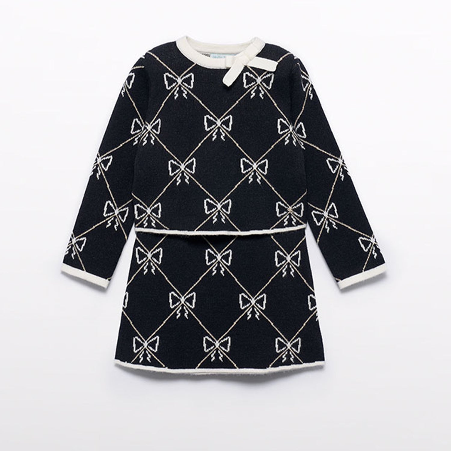 Black Bow Tricot Skirt Set
