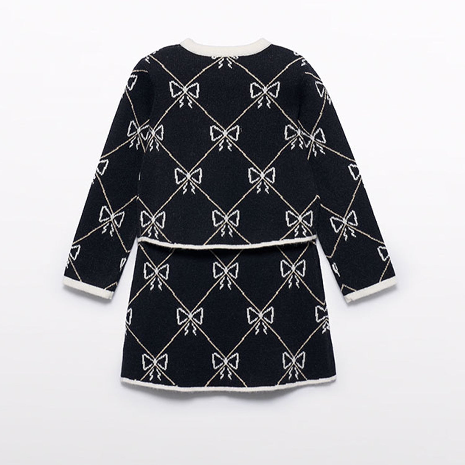 Black Bow Tricot Skirt Set