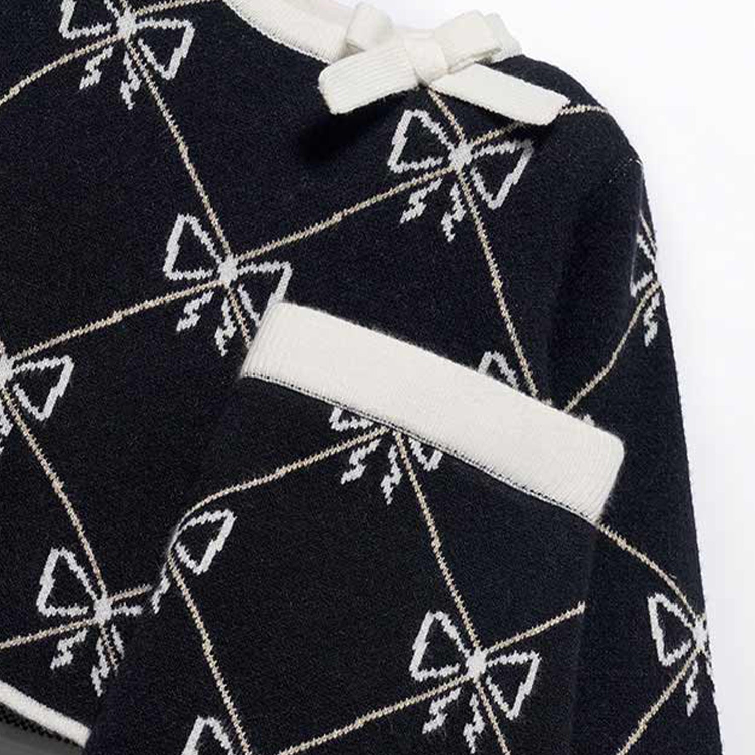 Black Bow Tricot Skirt Set
