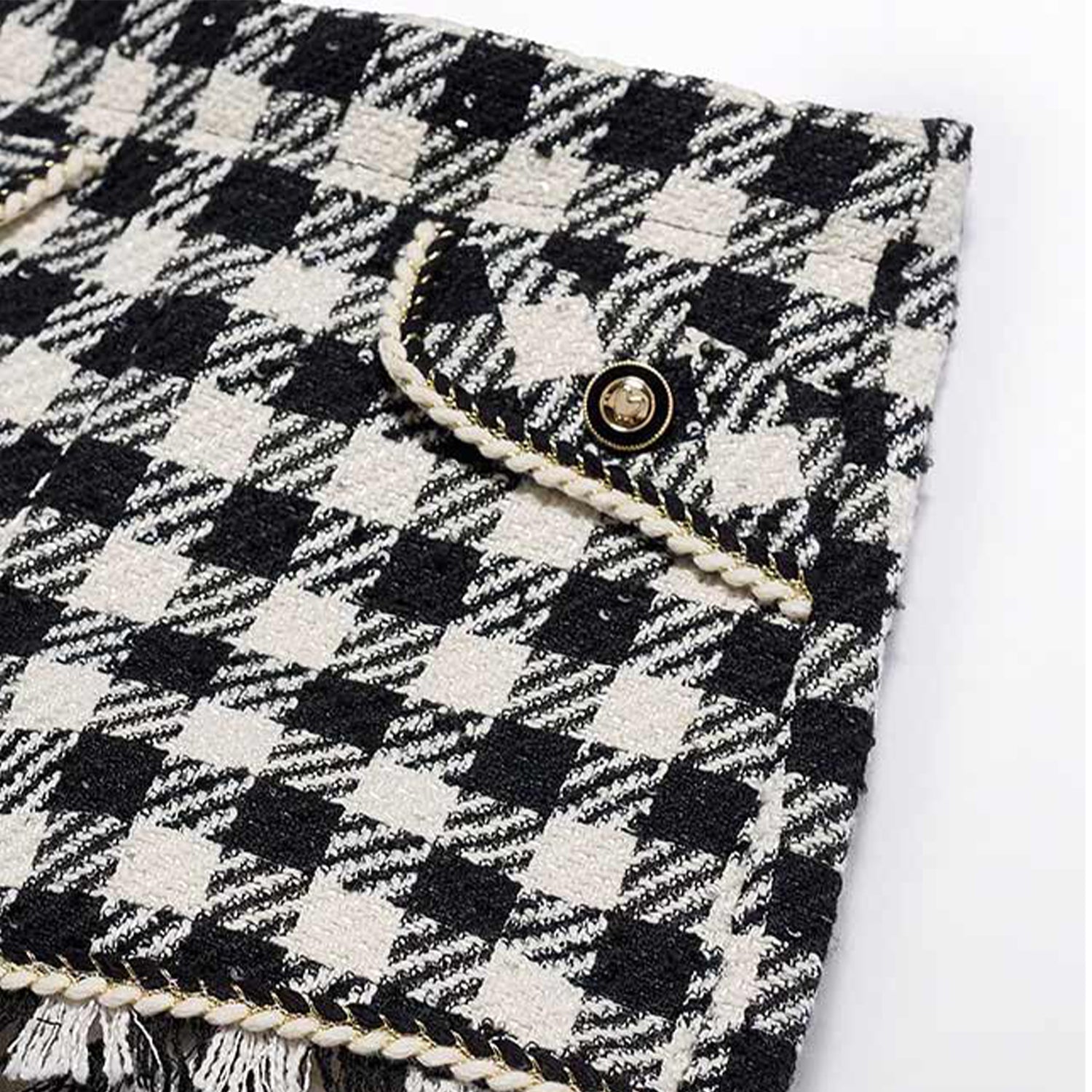 Black & Ivory Tweed Shorts