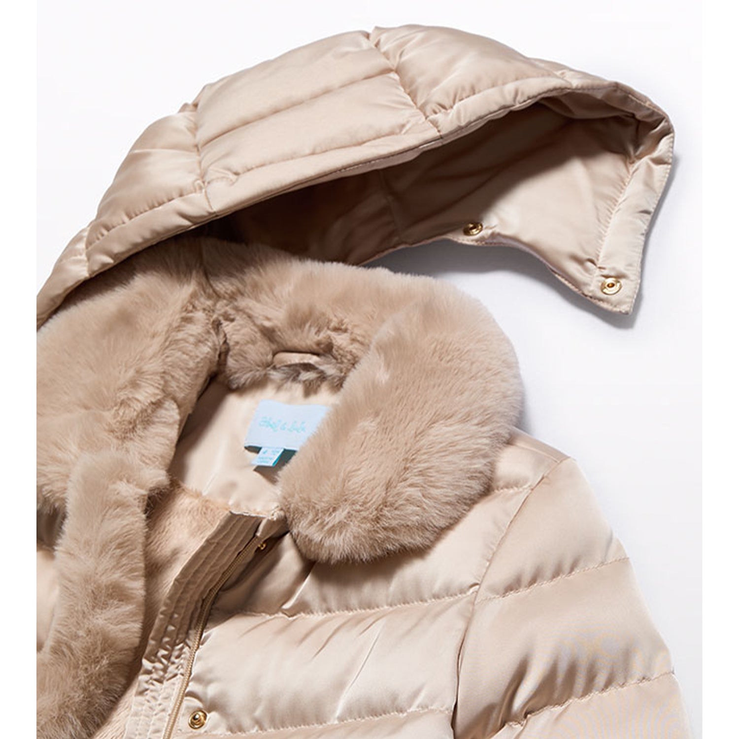 Champagne Satin Puffer Coat