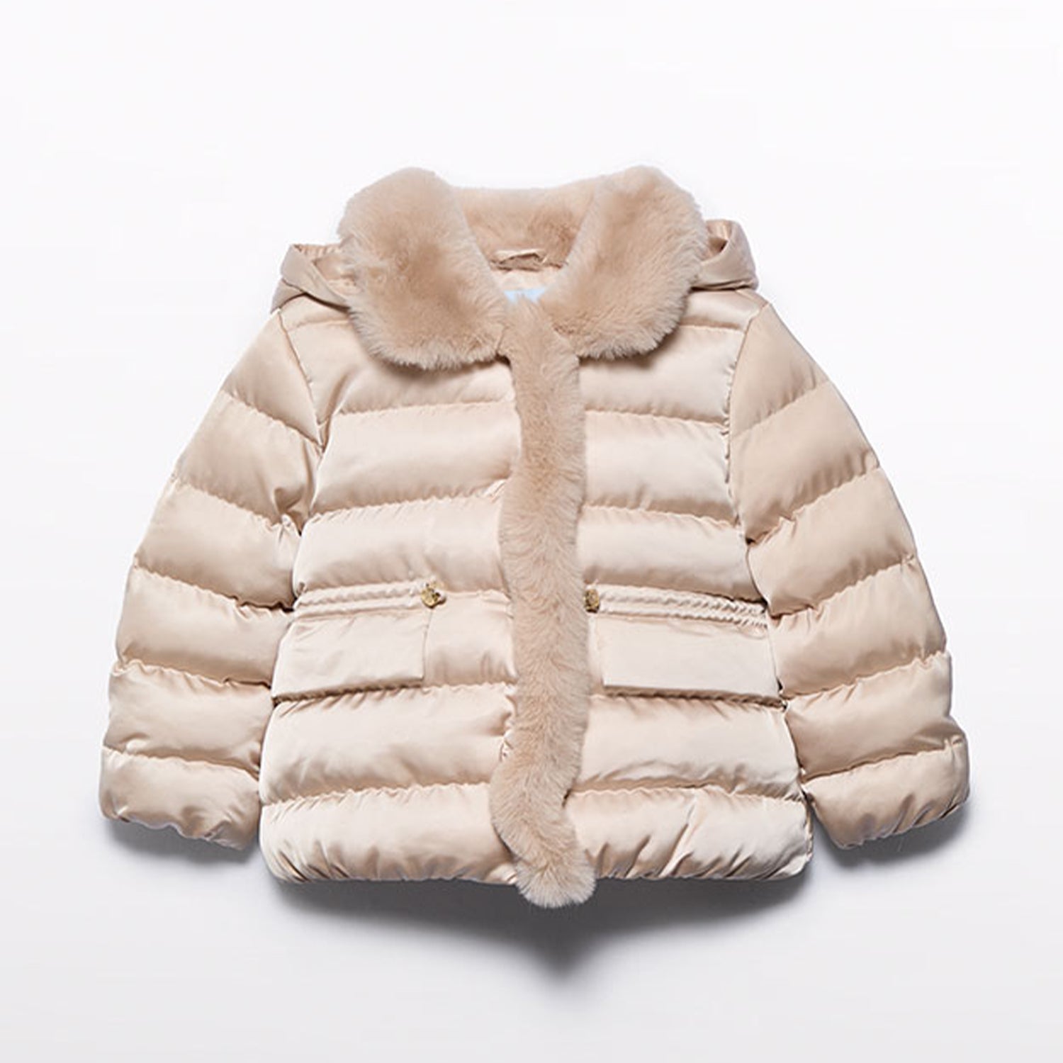 Champagne Satin Puffer Coat