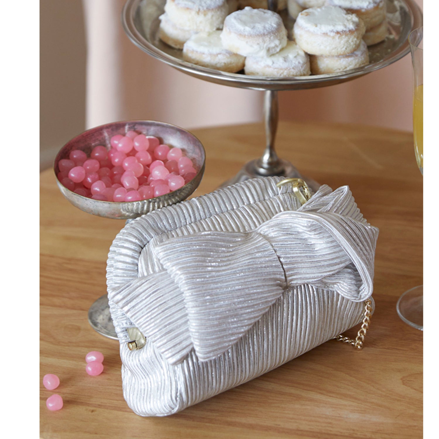 Gold Sparkle Pleat Handbag