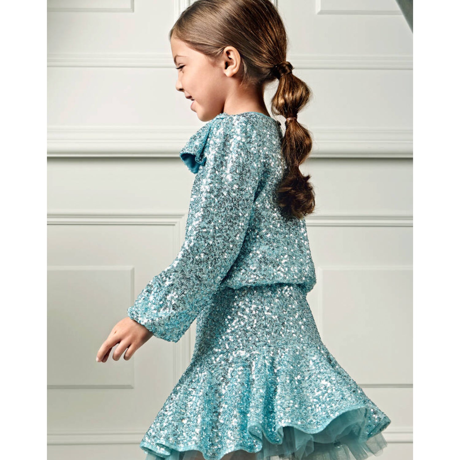 Blue Sequin Skirt Set