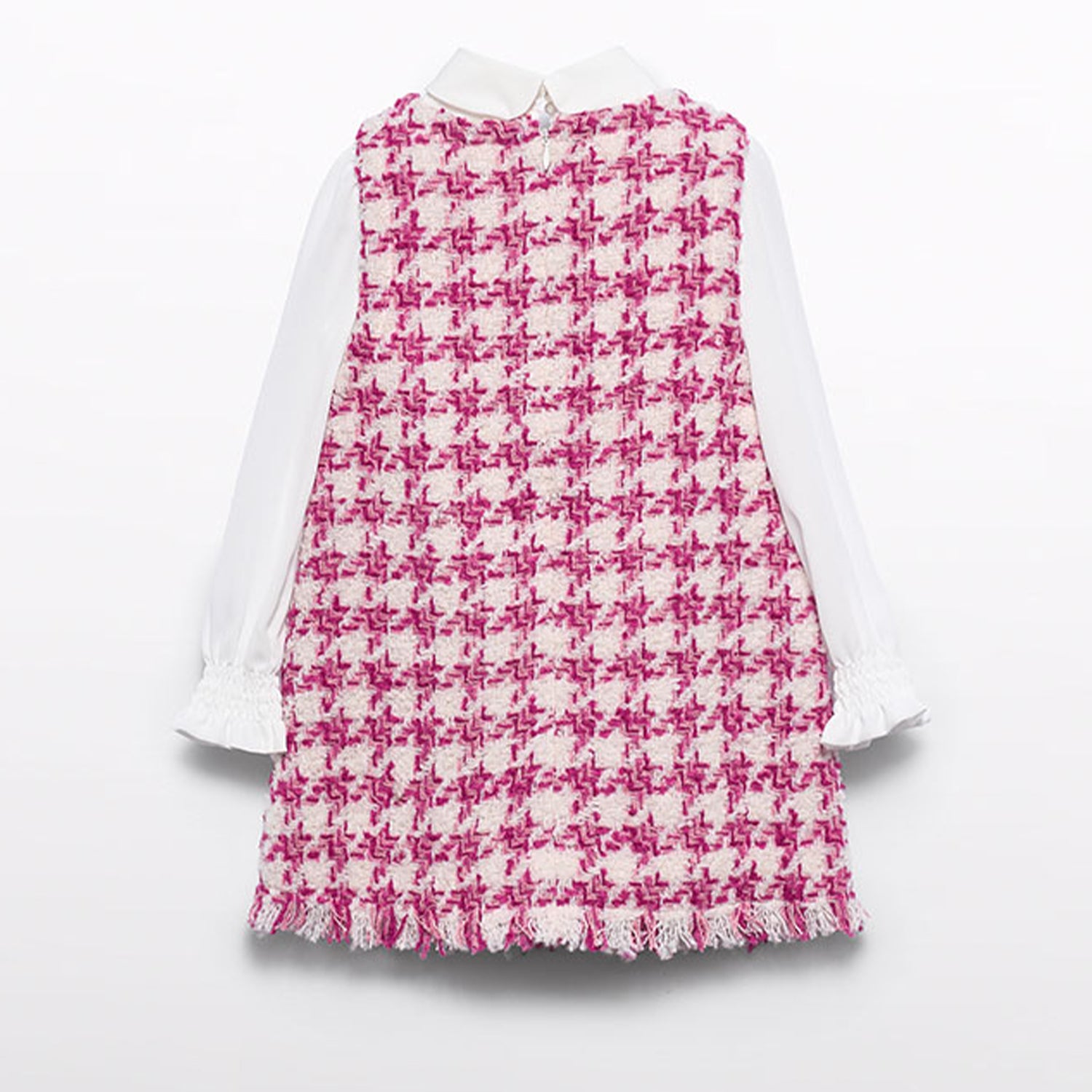 Pink Herringbone Pinafore Dress