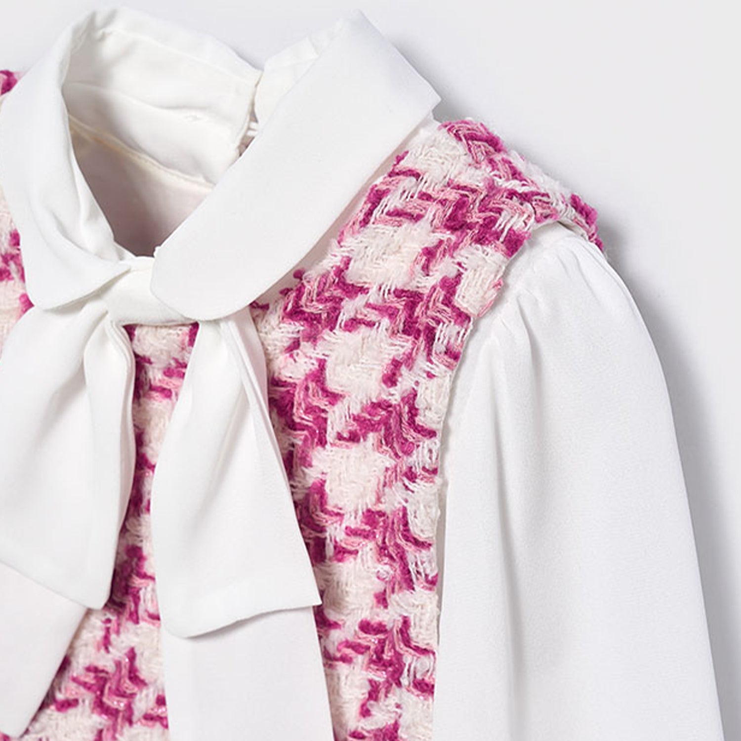 Pink Herringbone Pinafore Dress