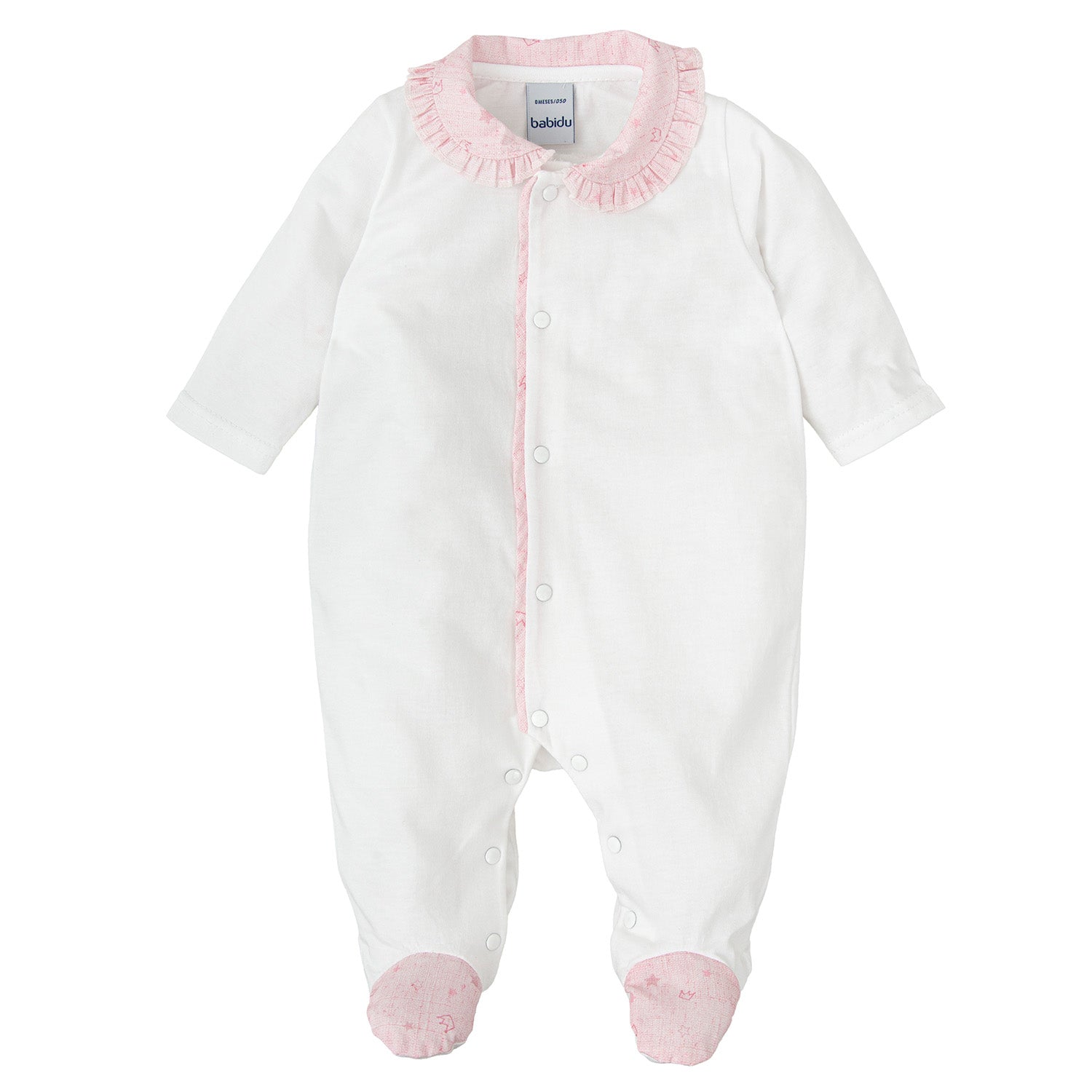 Pink Crown Trim Babygrow