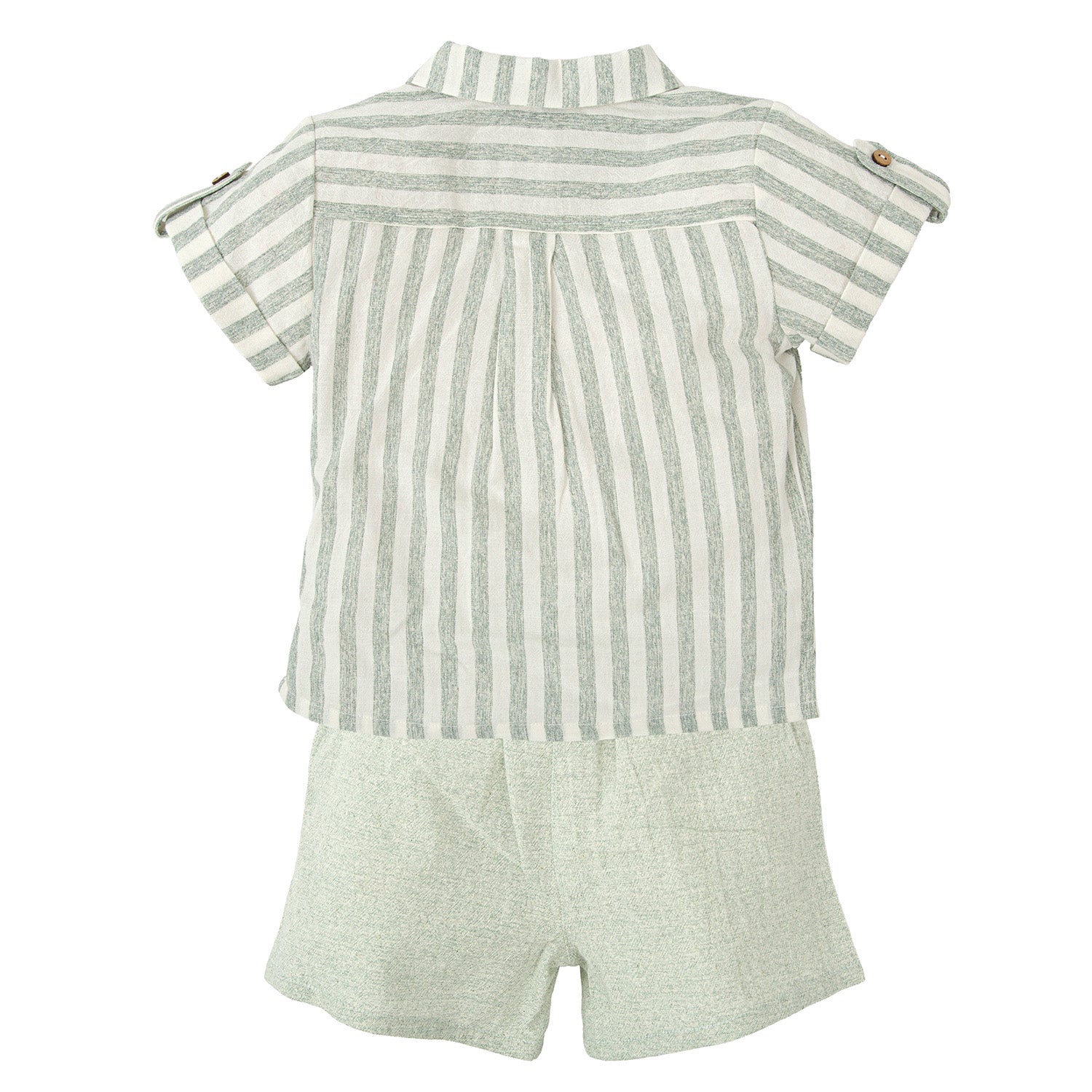 Green Stripe Linen Shirt & Shorts