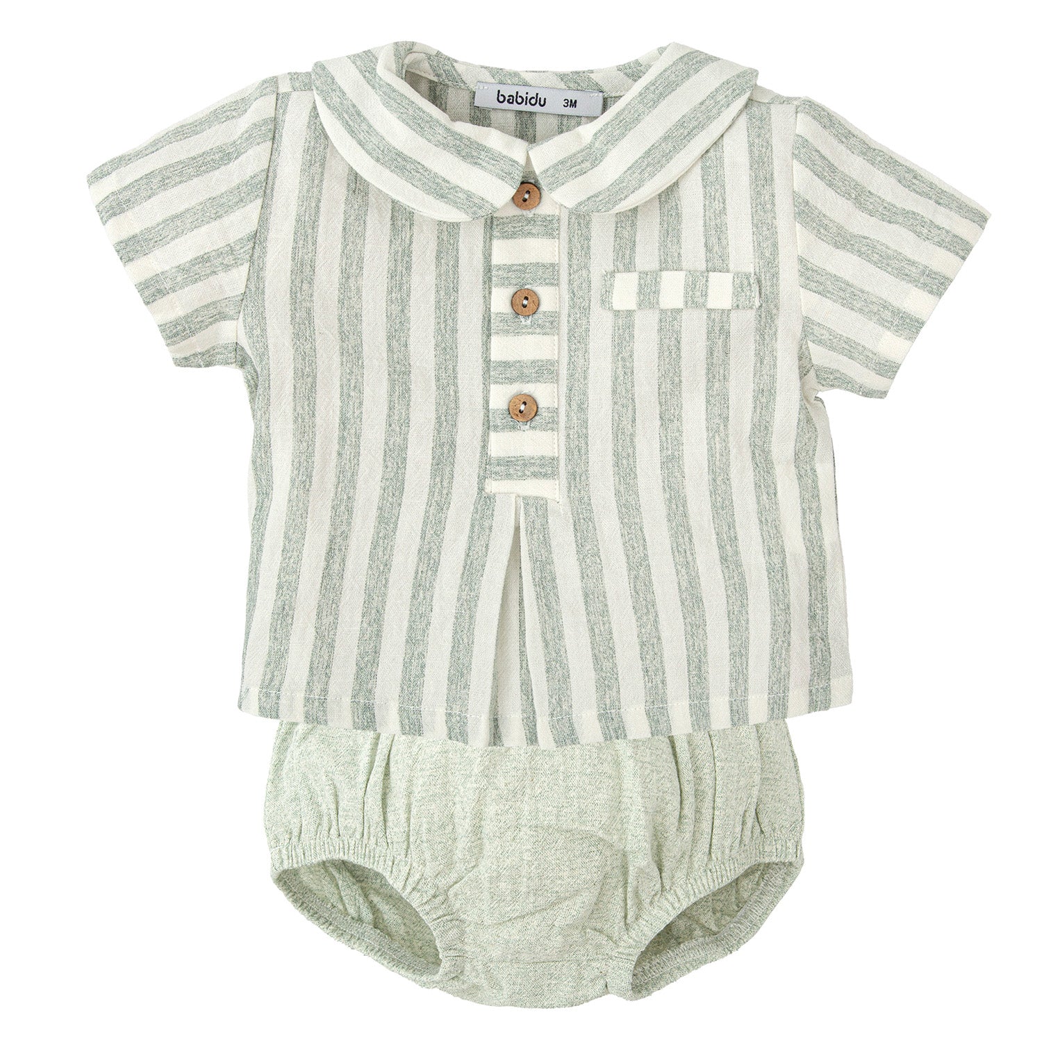 Green Stripe Linen Jam Pant Set