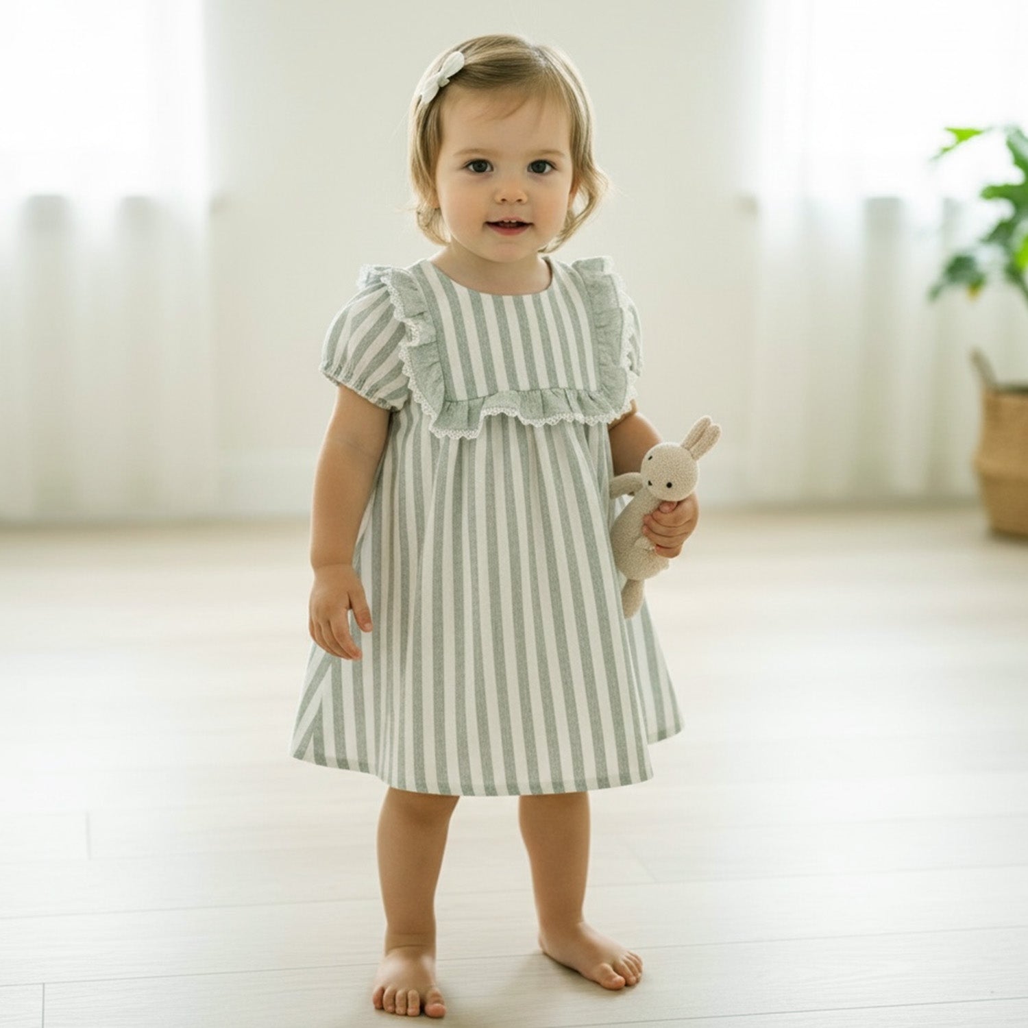 Green Stripe Linen Dress