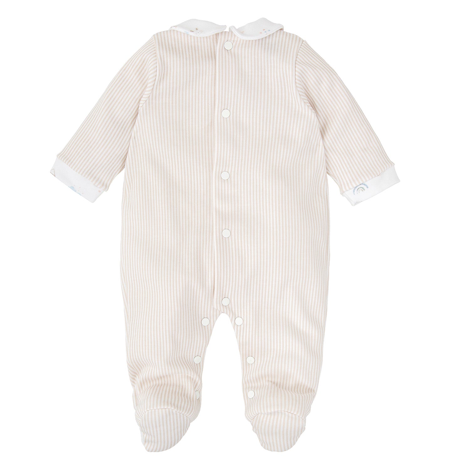 Boys Beige Stripe Babygrow