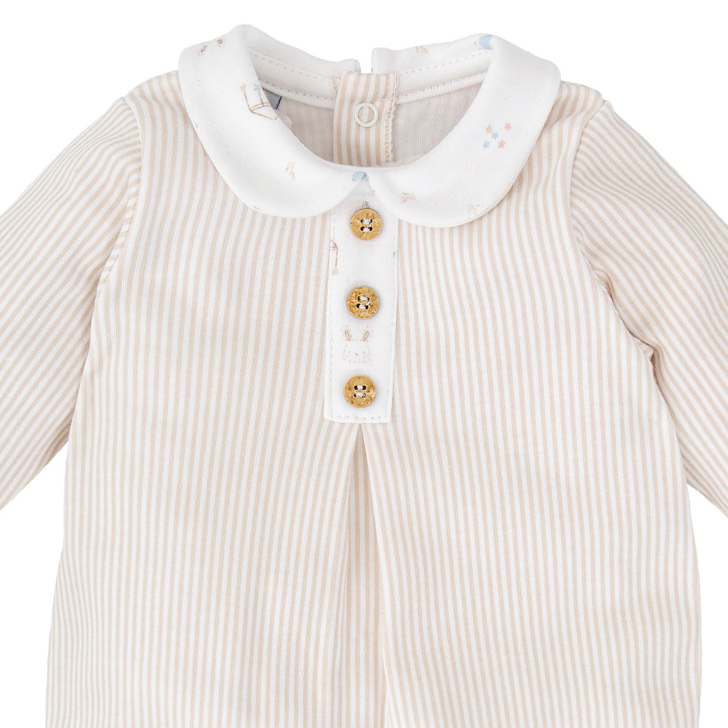 Boys Beige Stripe Babygrow