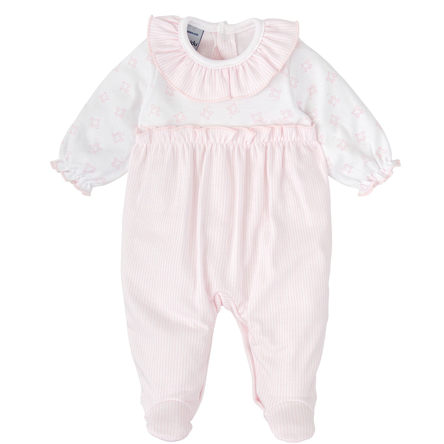 Pink Stripe Trim Babygrow