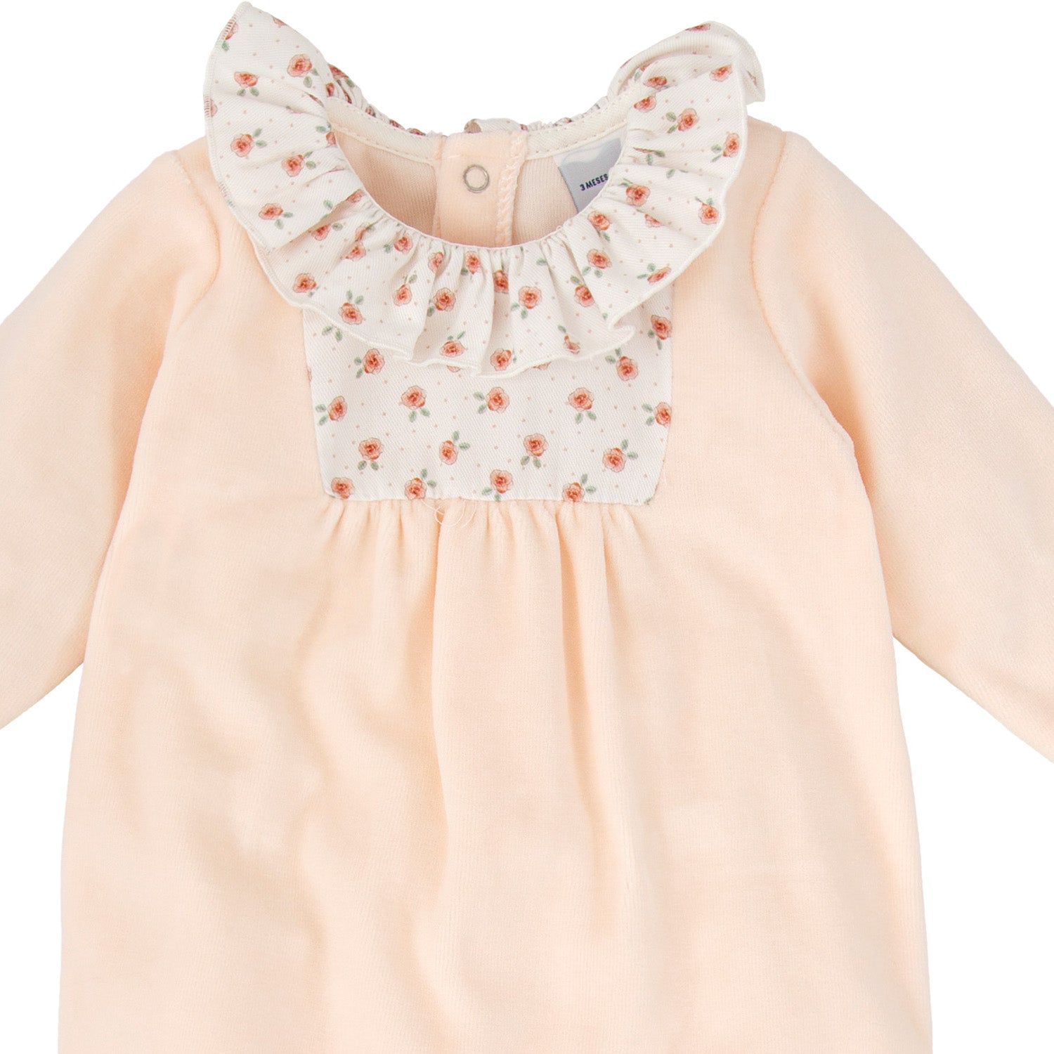 Peach Floral Trim Babygrow