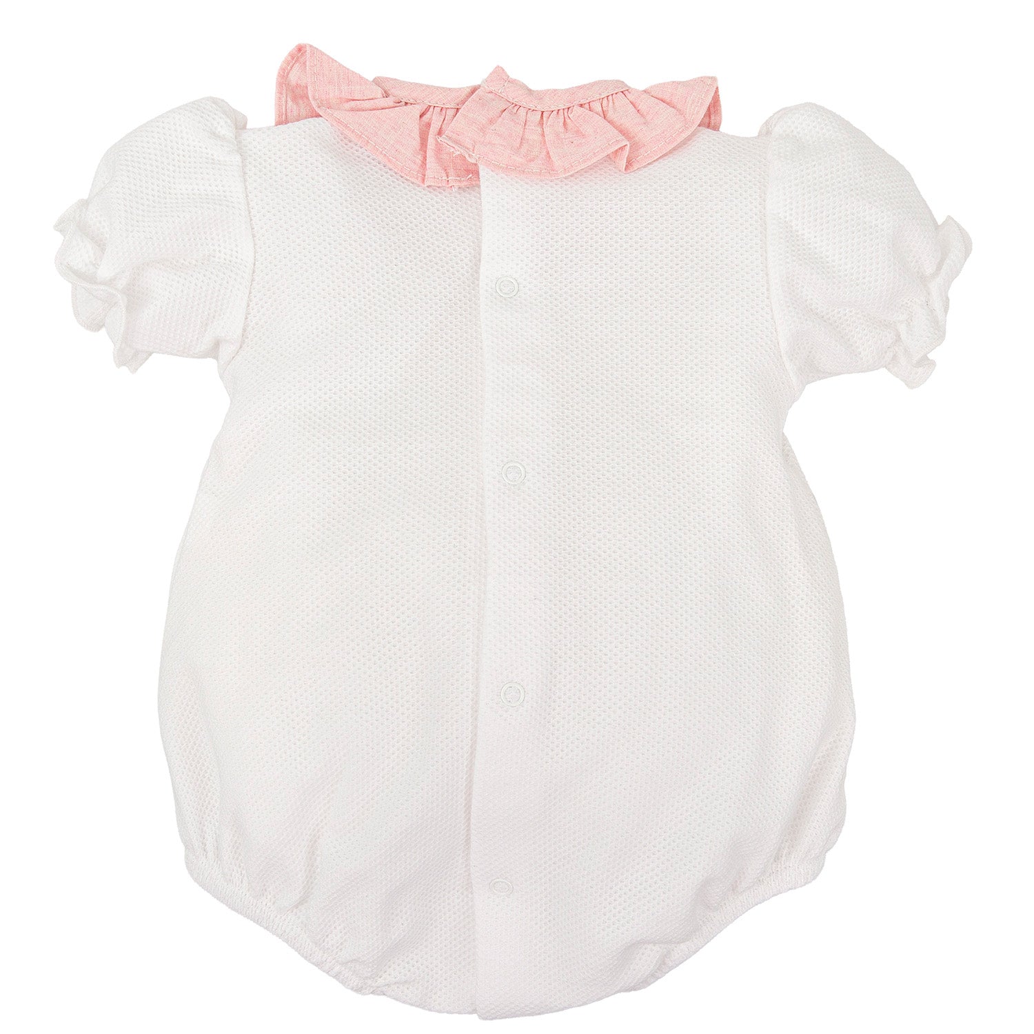 White & Pink Smocked Romper