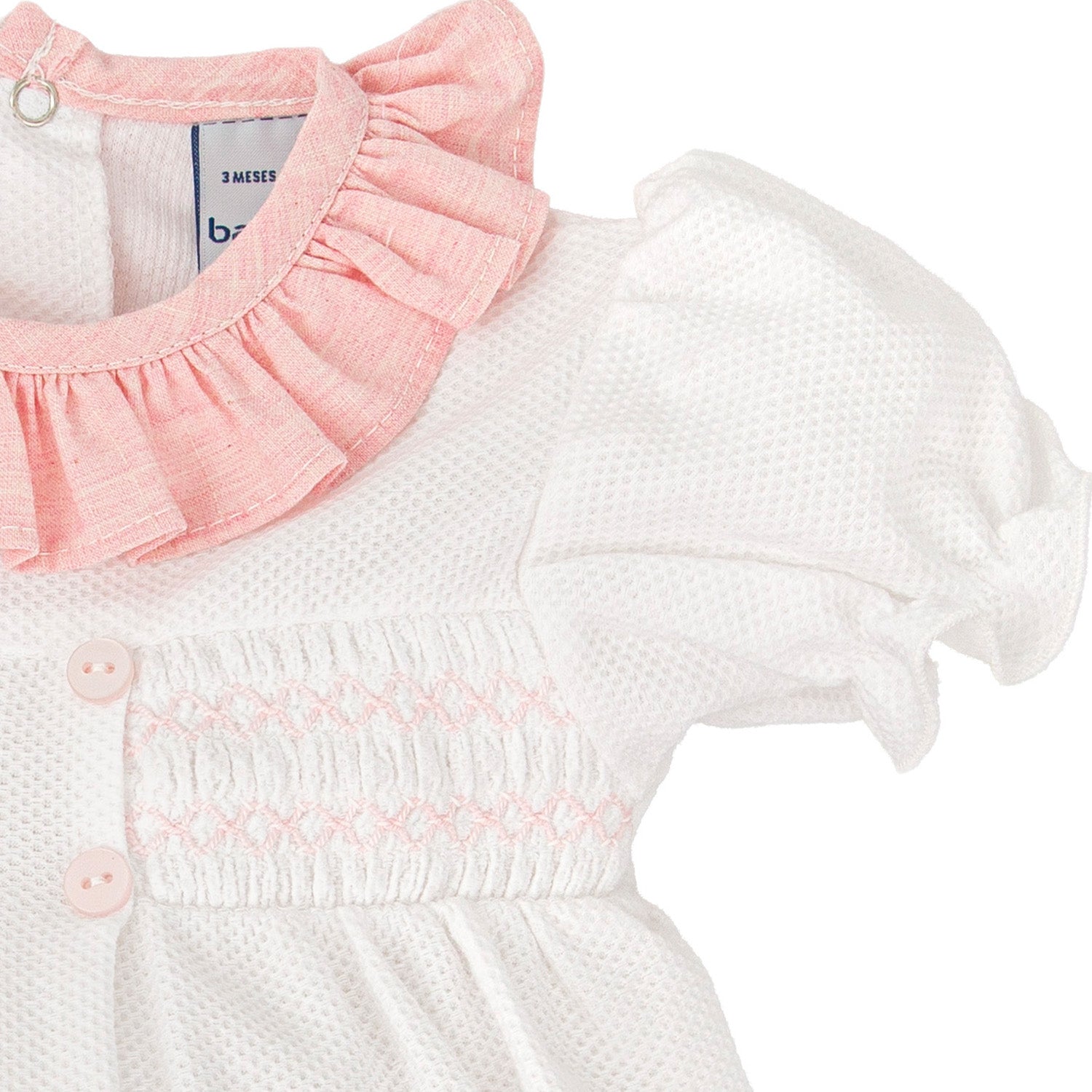 White & Pink Smocked Romper
