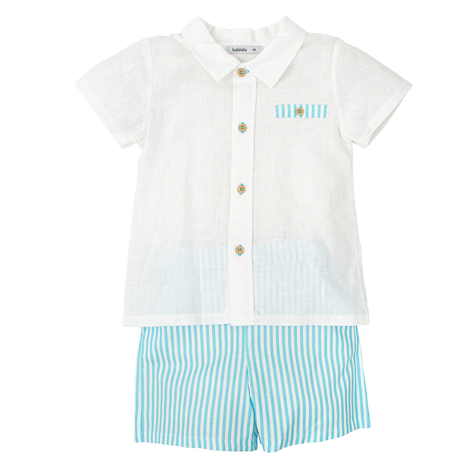 Turquoise Stripe Linen Set