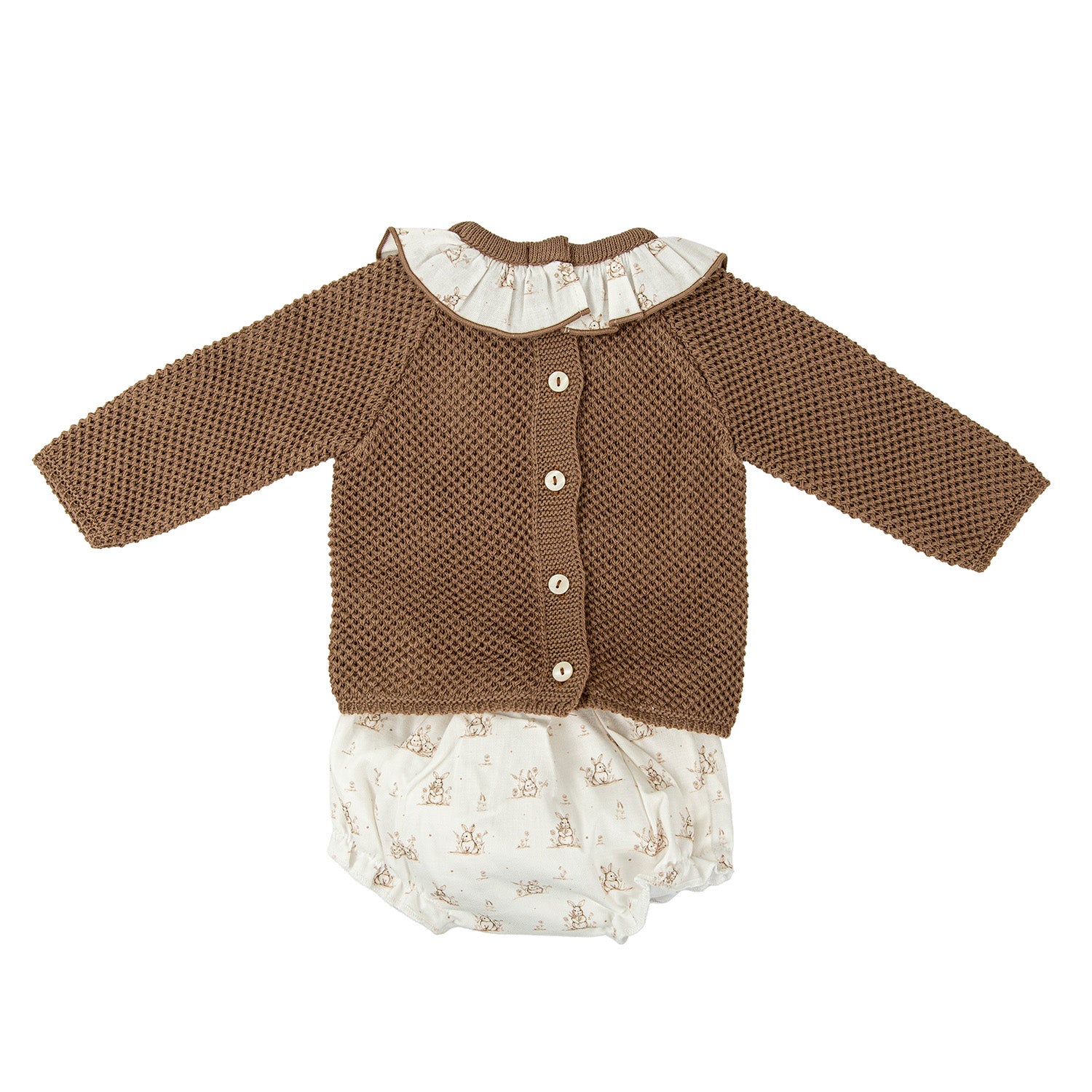 Brown Knit Bloomer & Hat Set