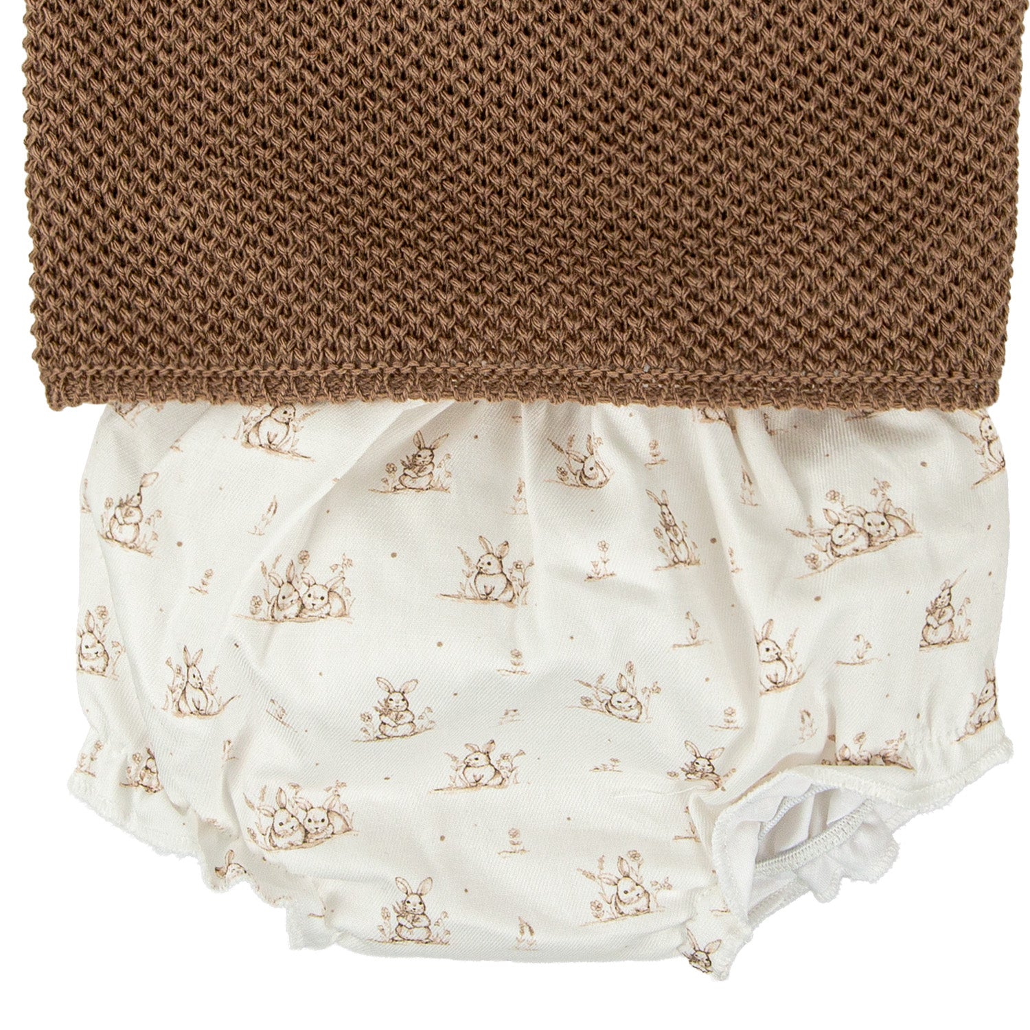 Brown Knit Bloomer & Hat Set