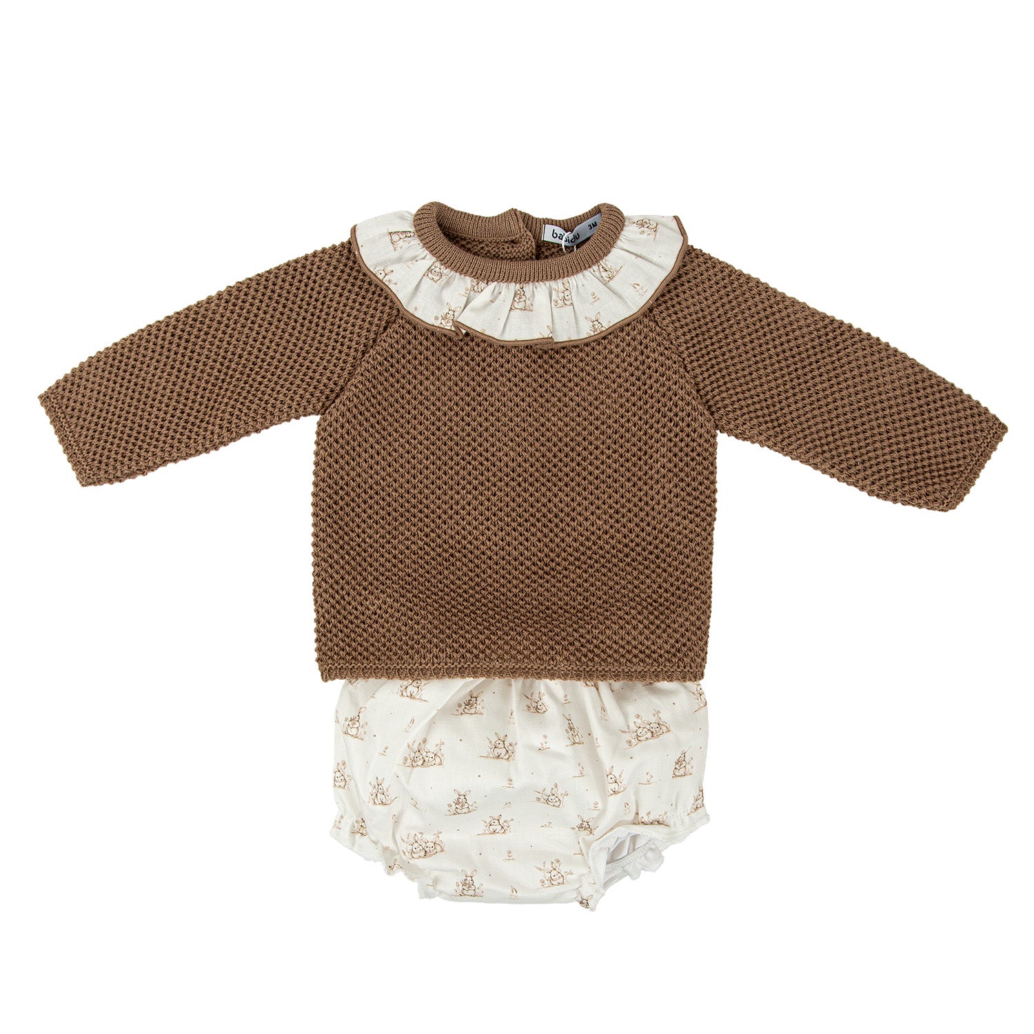 Brown Knit Bloomer & Hat Set