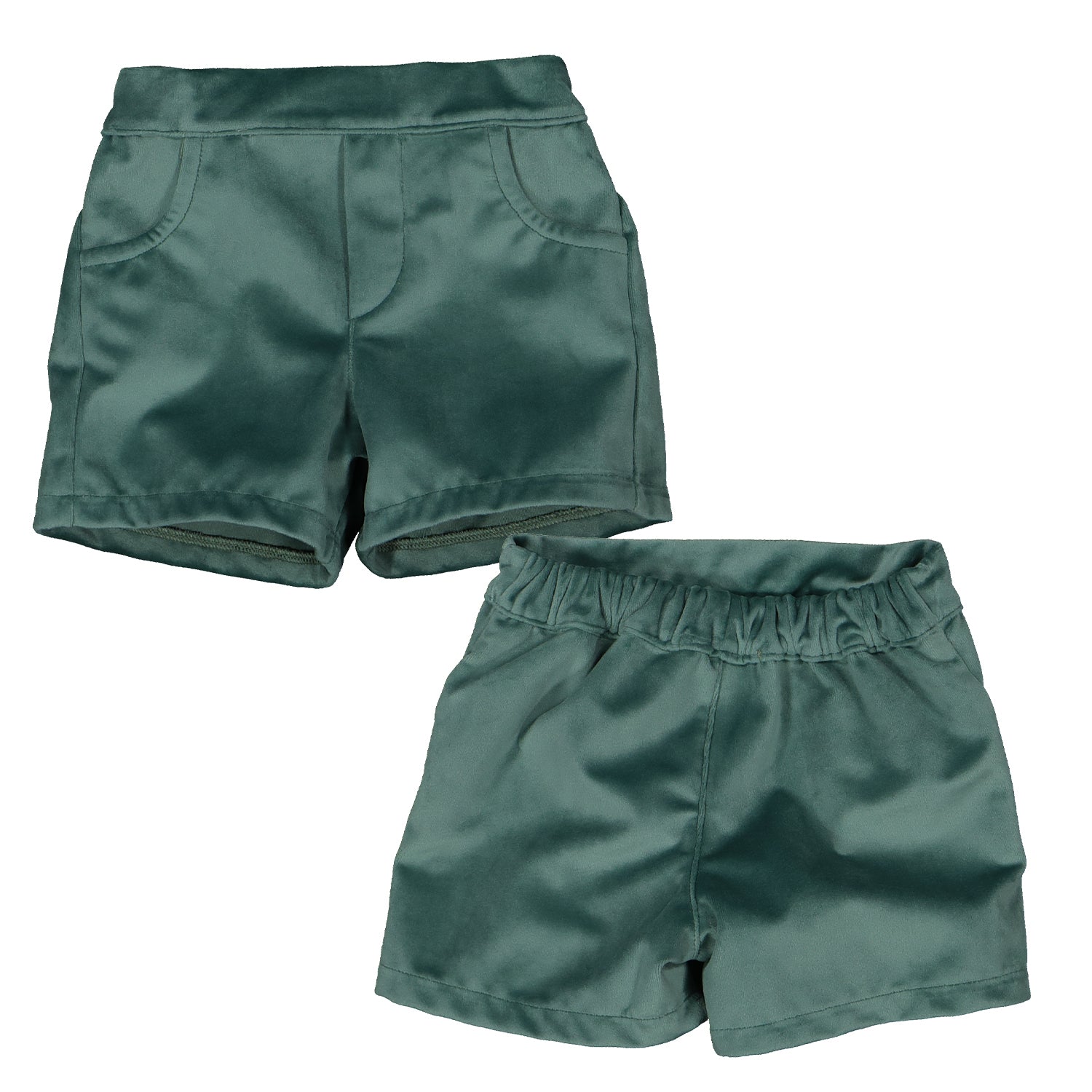 Green Velvet Short & Shirt Set