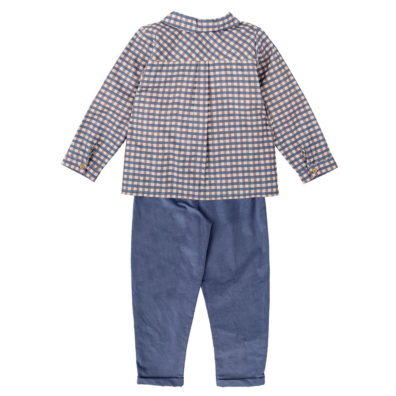 Blue Check Shirt & Trouser Set