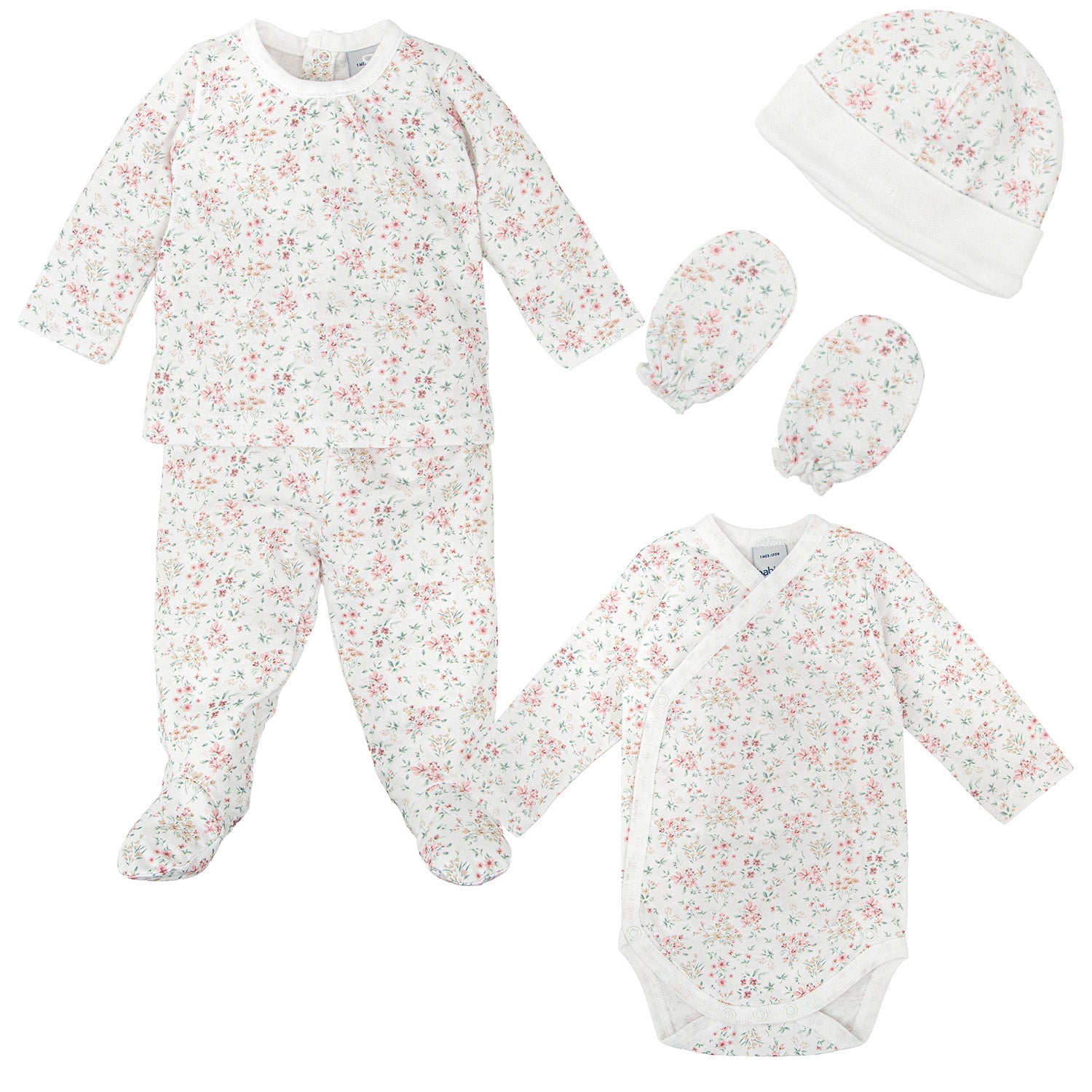 Pink Floral 5 Piece Newborn Set
