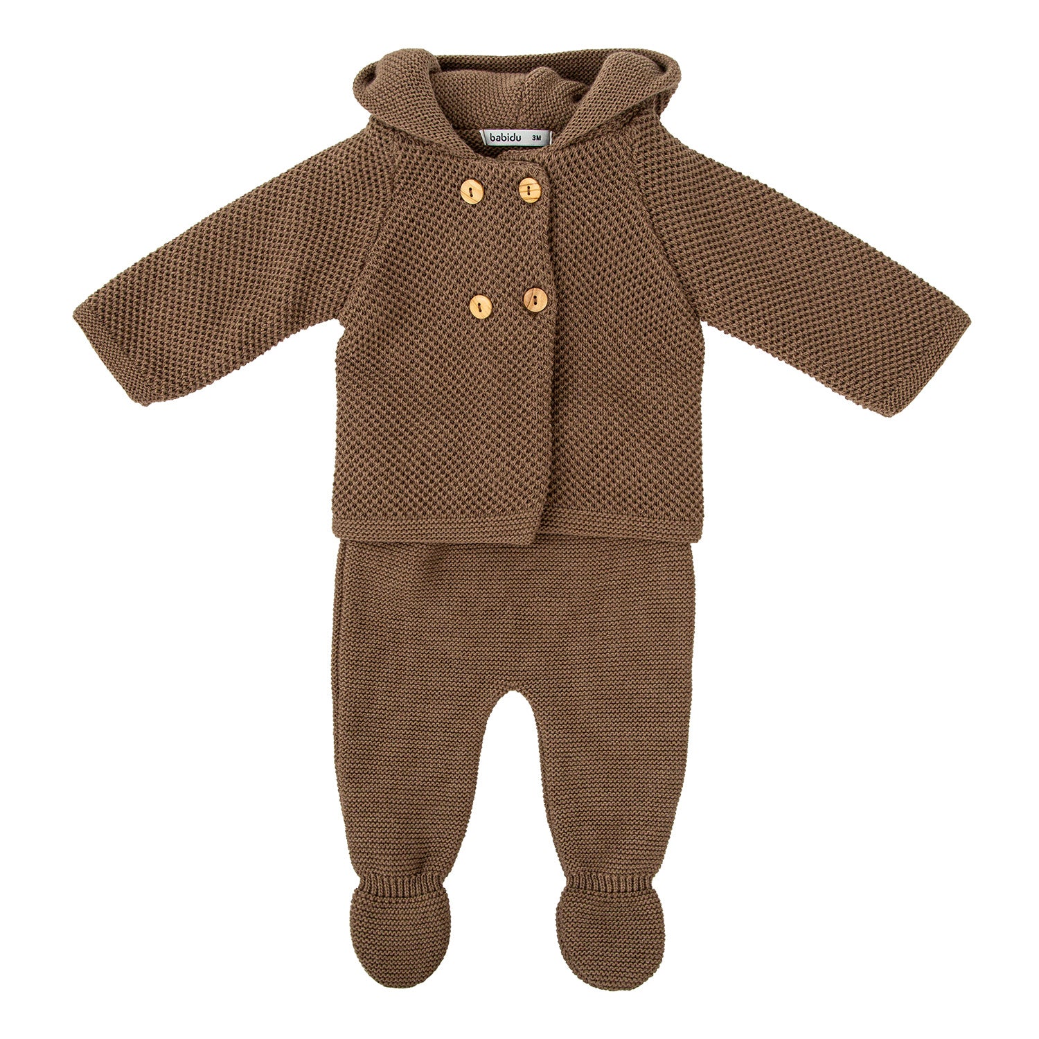 Brown Knitted Hooded Set