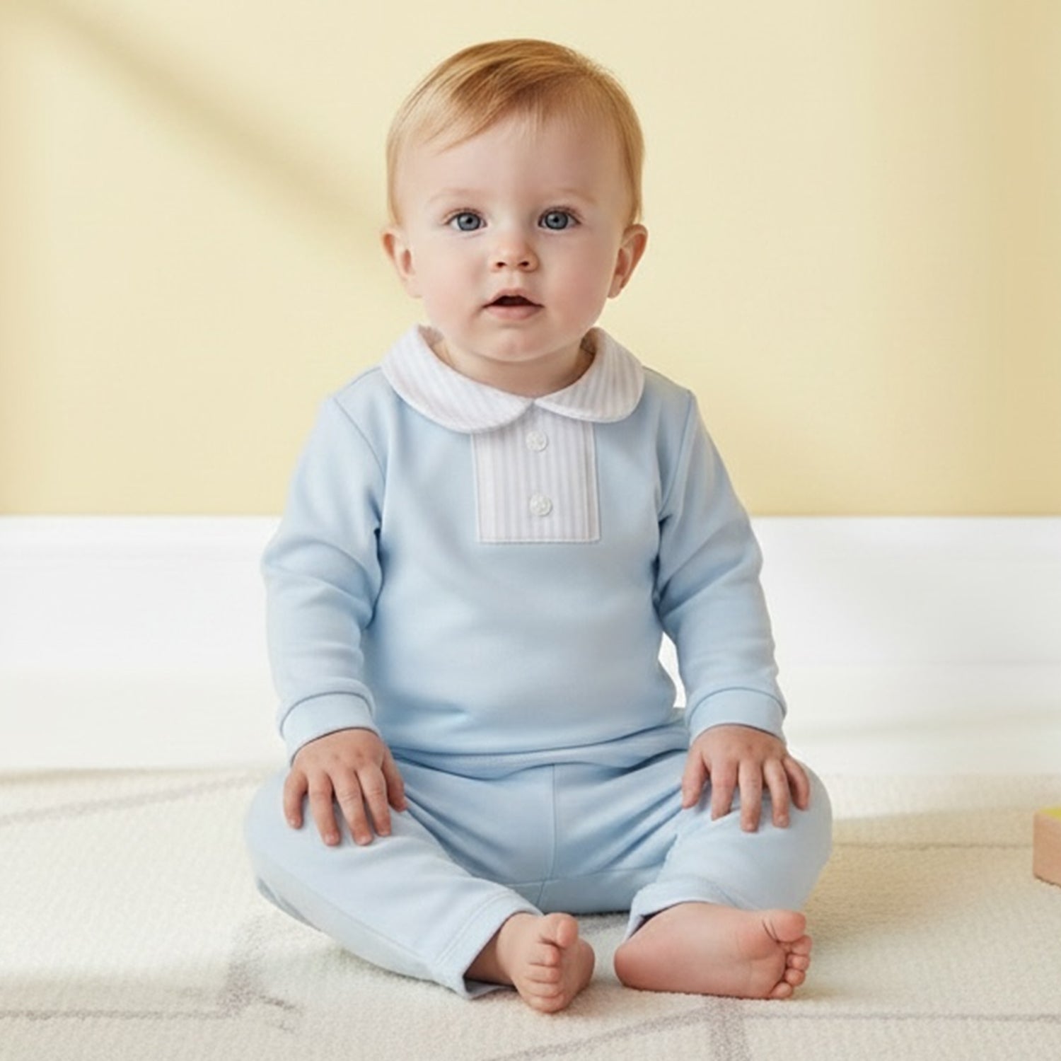 Pale Blue Stripe Trim Outfit