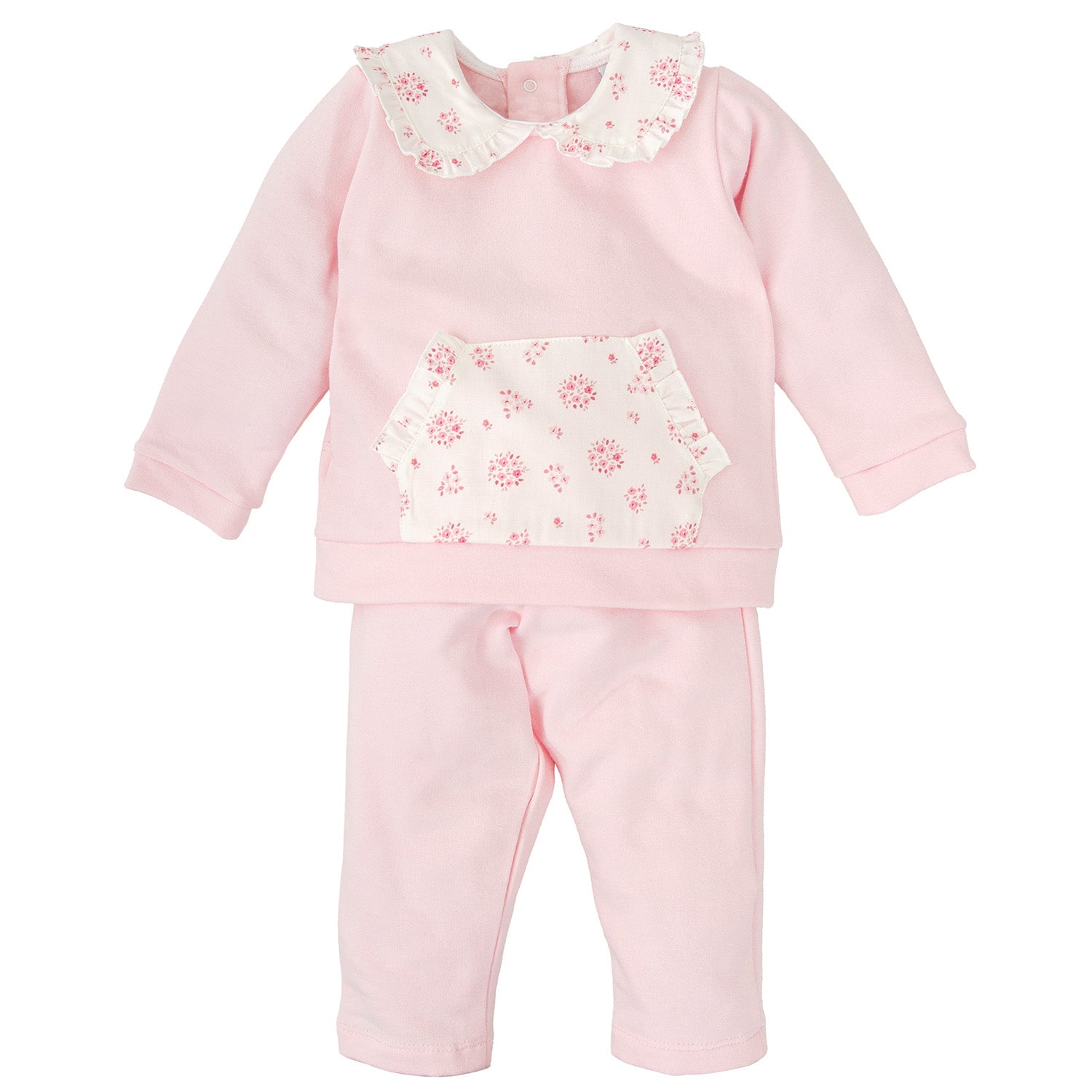 Pink Floral Trim Tracksuit