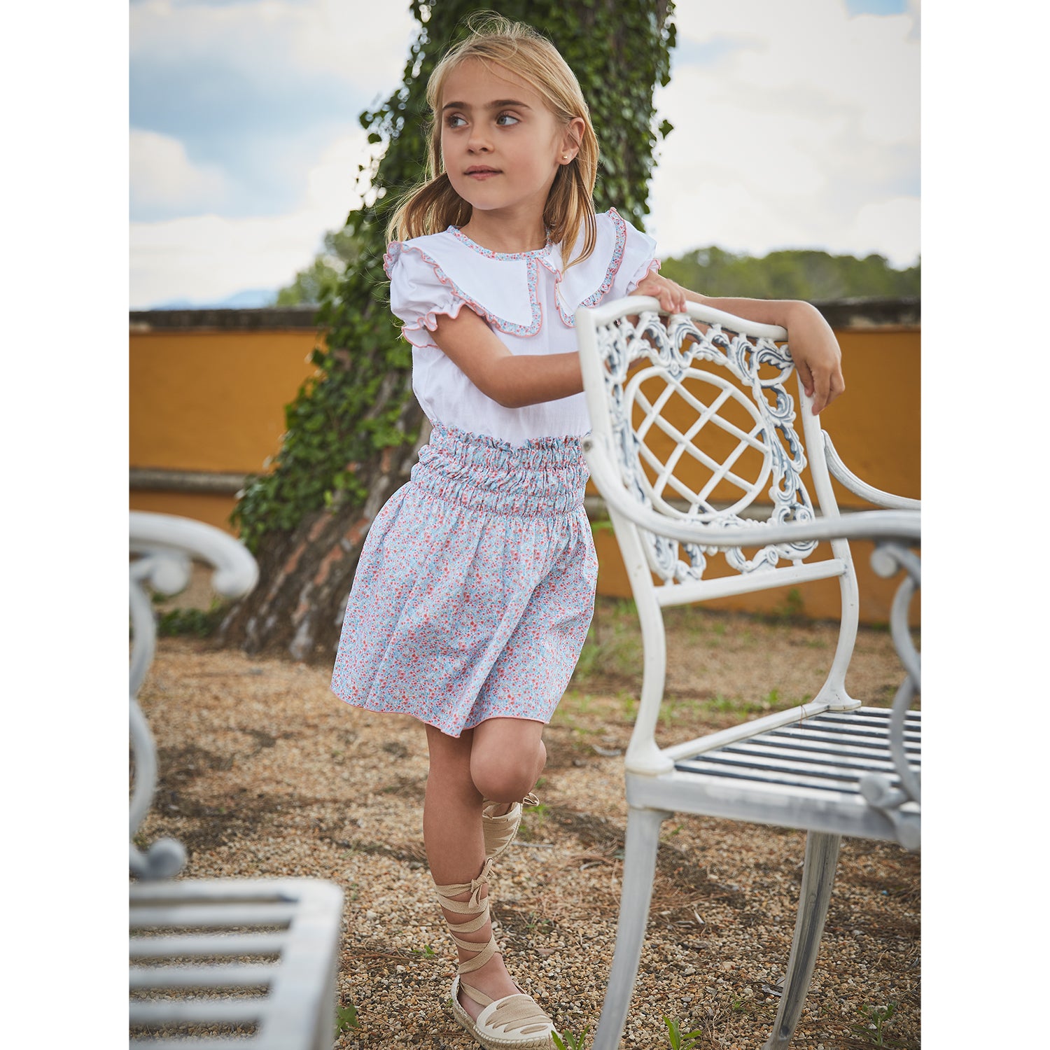 Floral Trim Skirt Set