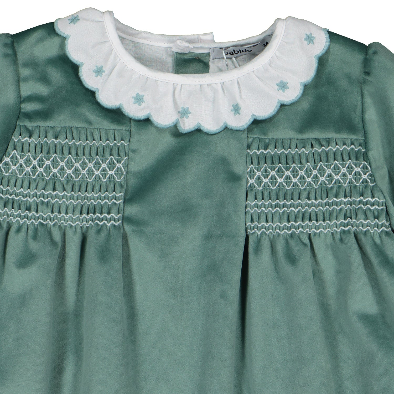 Green Velvet Smocked Dress