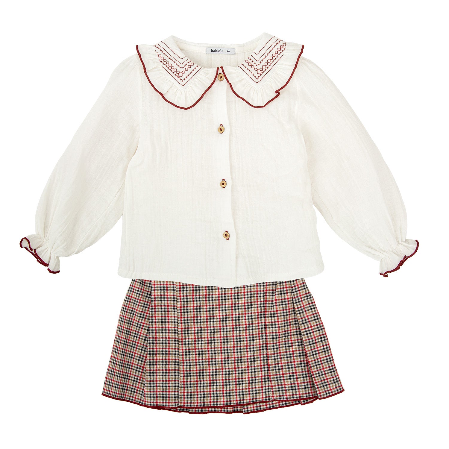 Red Check Skirt Set