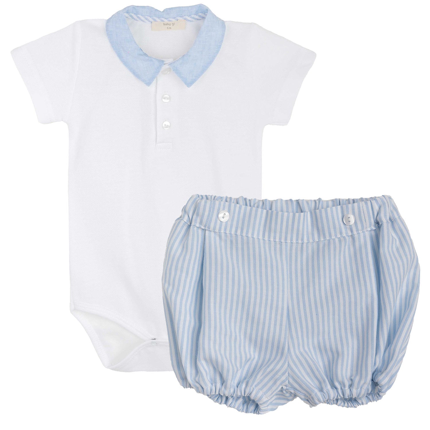 Blue Trim Polo Jam Pant Set