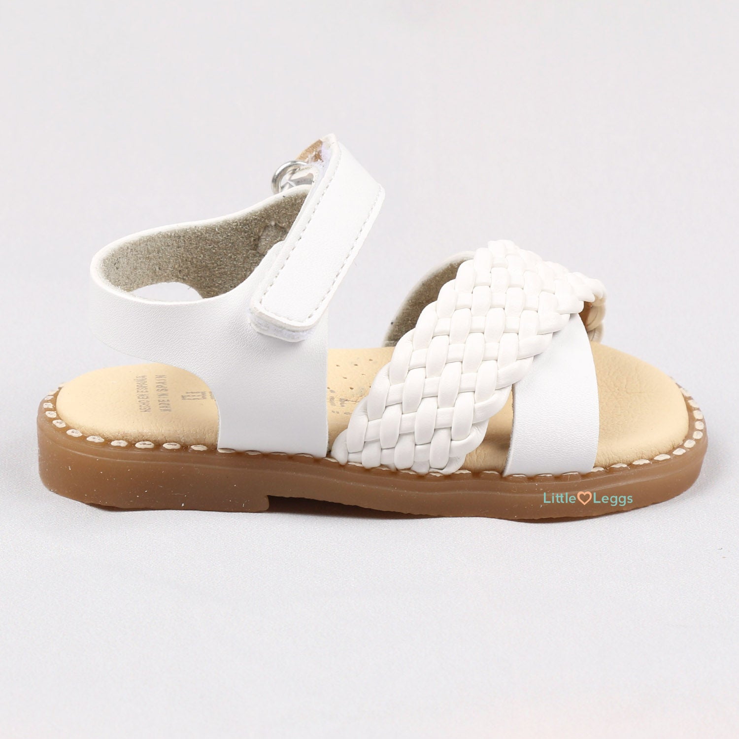 White Leather Basket Weave Sandal