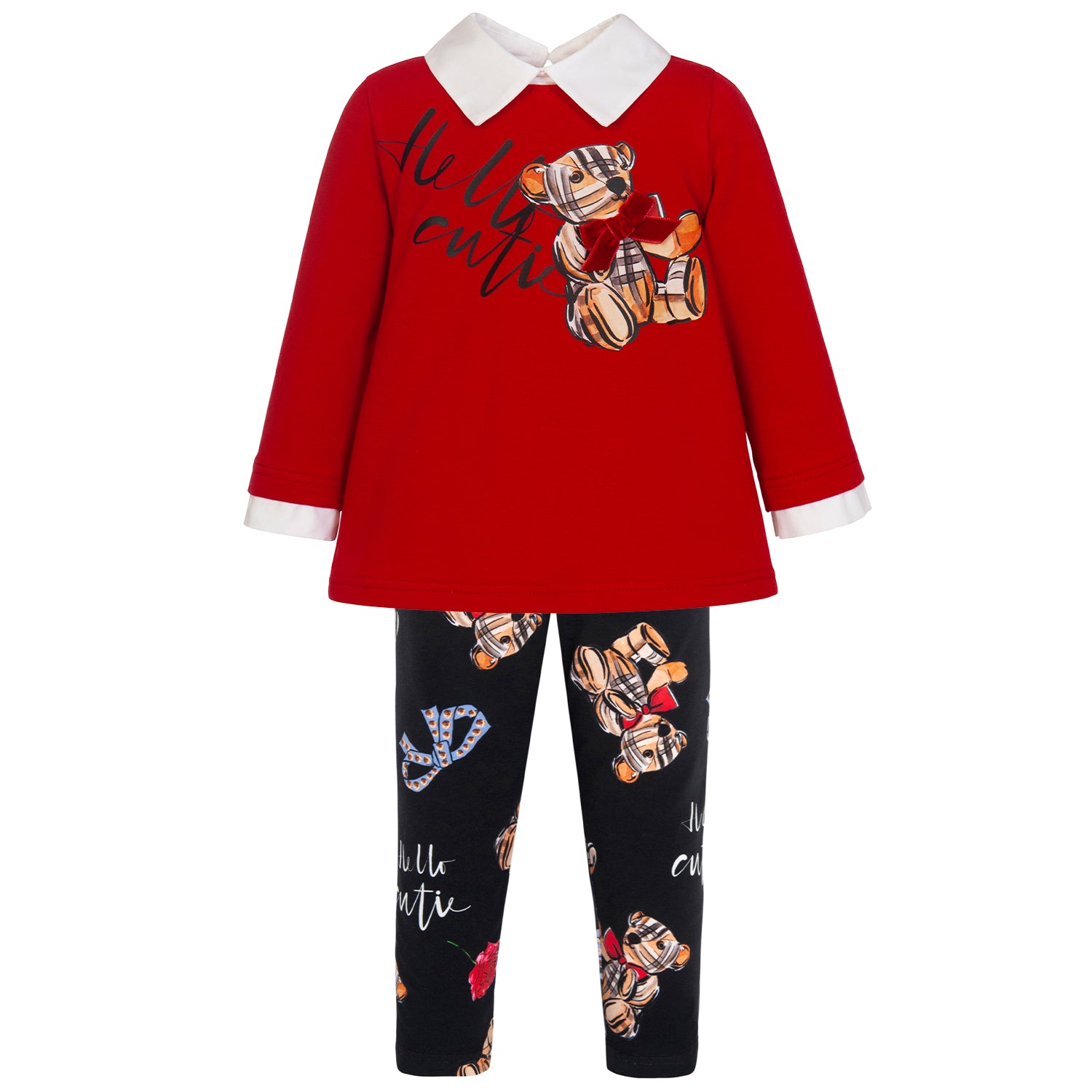 Red and Black Teddy Legging Set