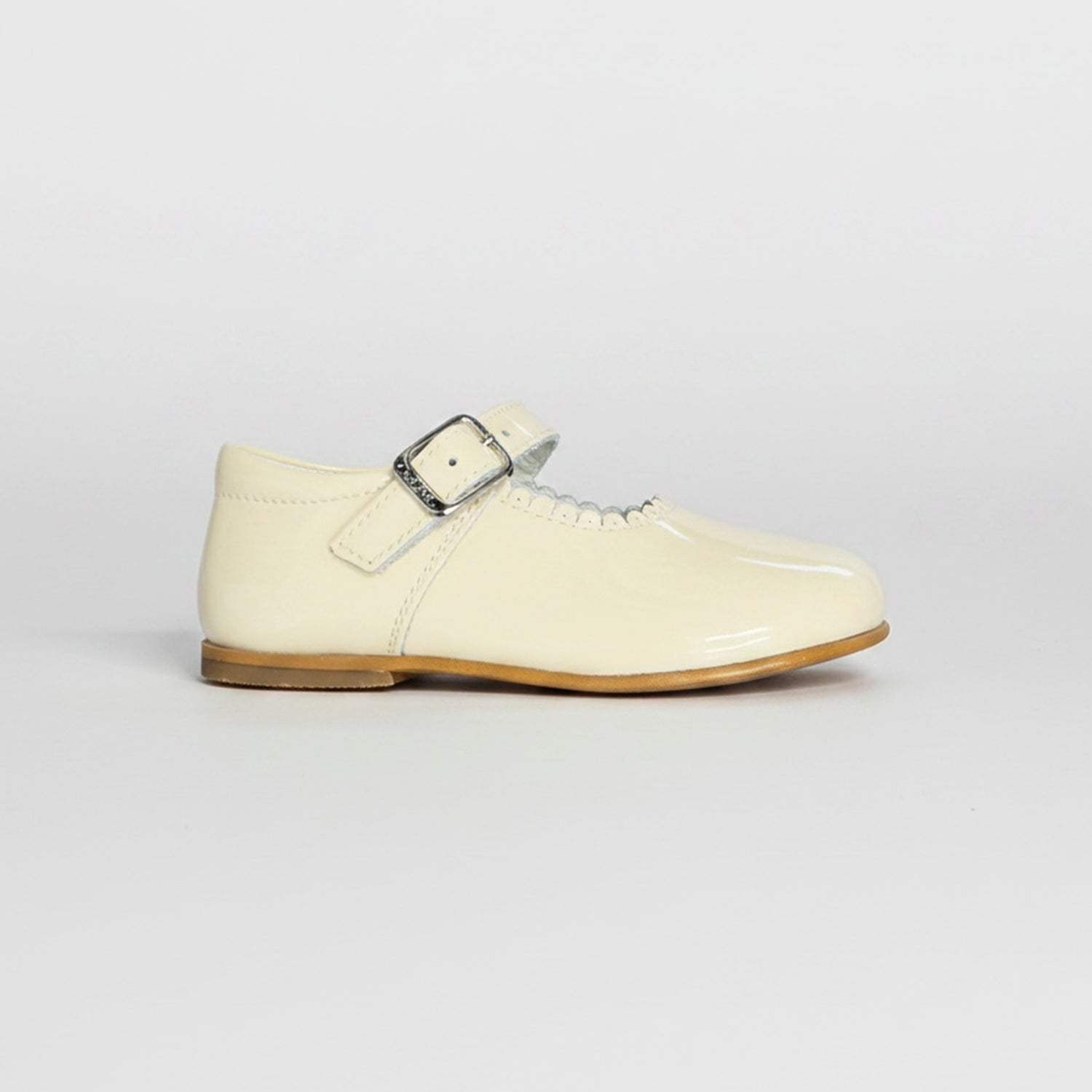 Girls Beach Beige Patent Leather Mary Jane