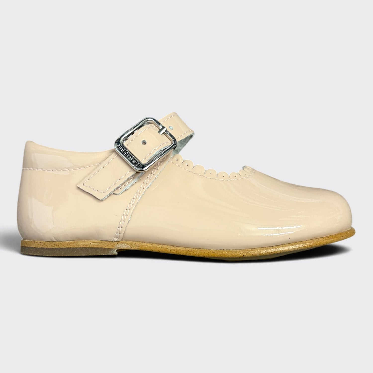 Girls Beach Beige Patent Leather Mary Jane