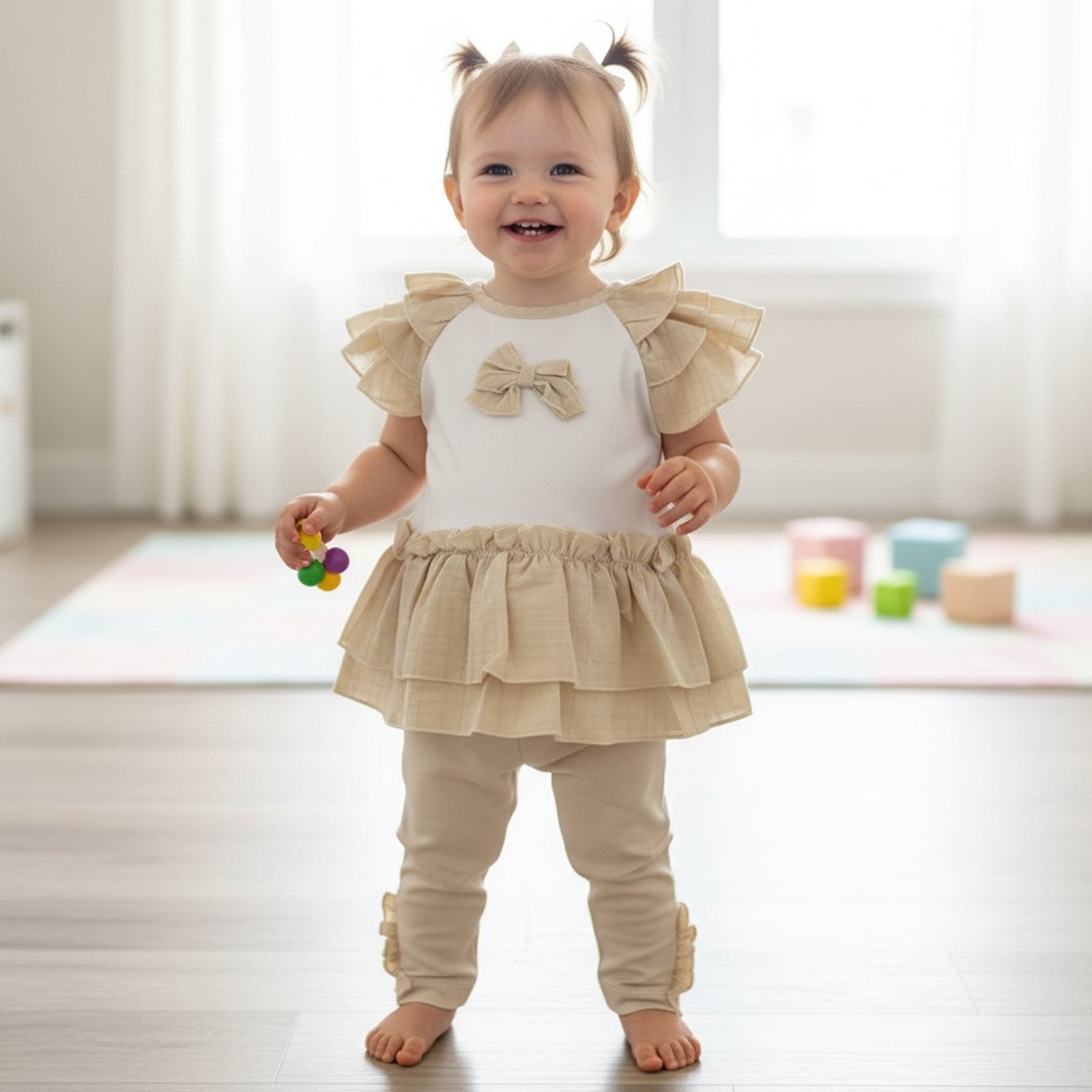 Beige Tunic Legging Set